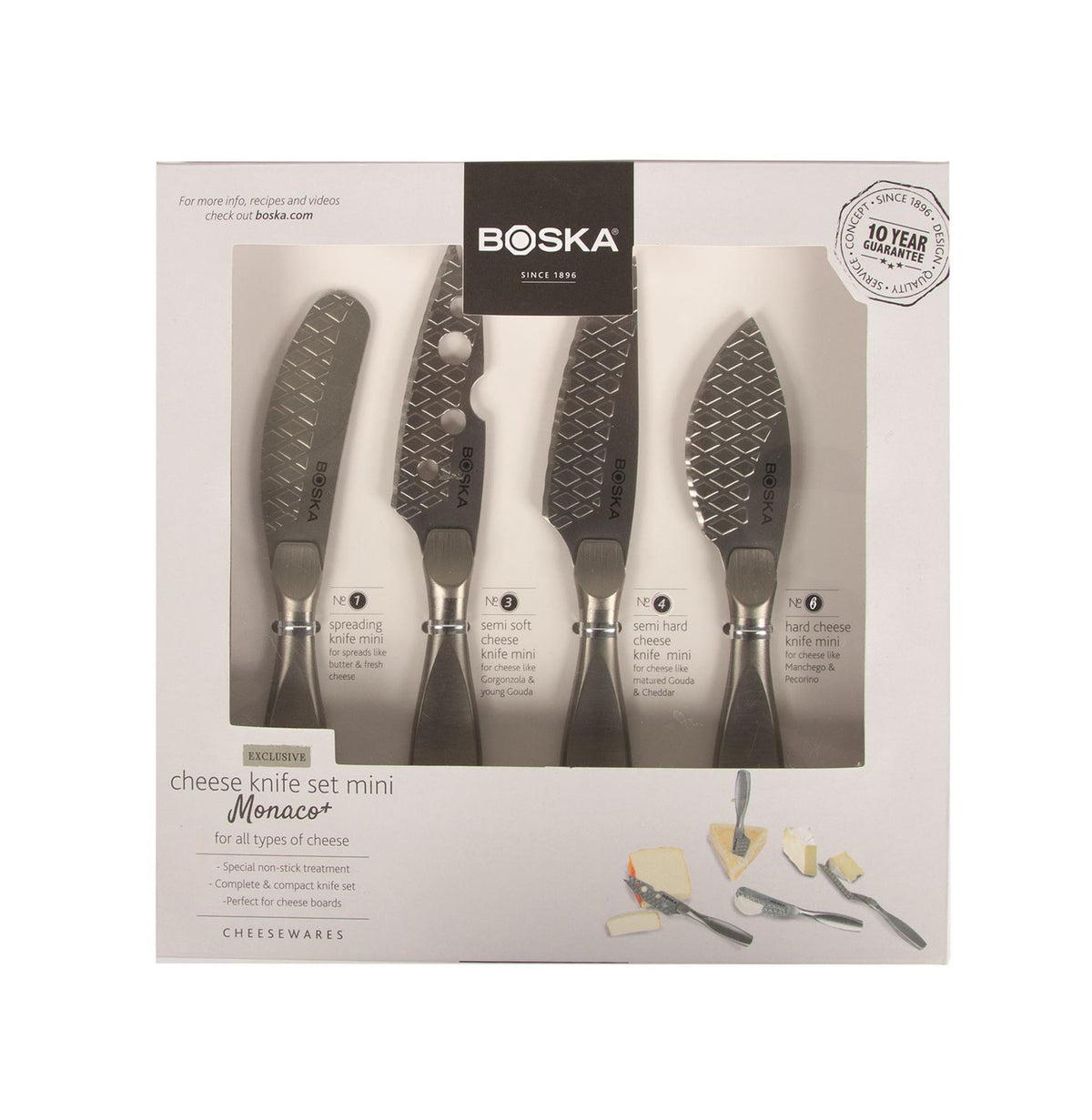 Käsemesser-Set Mini Monaco+ silber Edelstahl in Silber präsentiert im Onlineshop von KAQTU Design AG. Käsezubehör ist von Boska