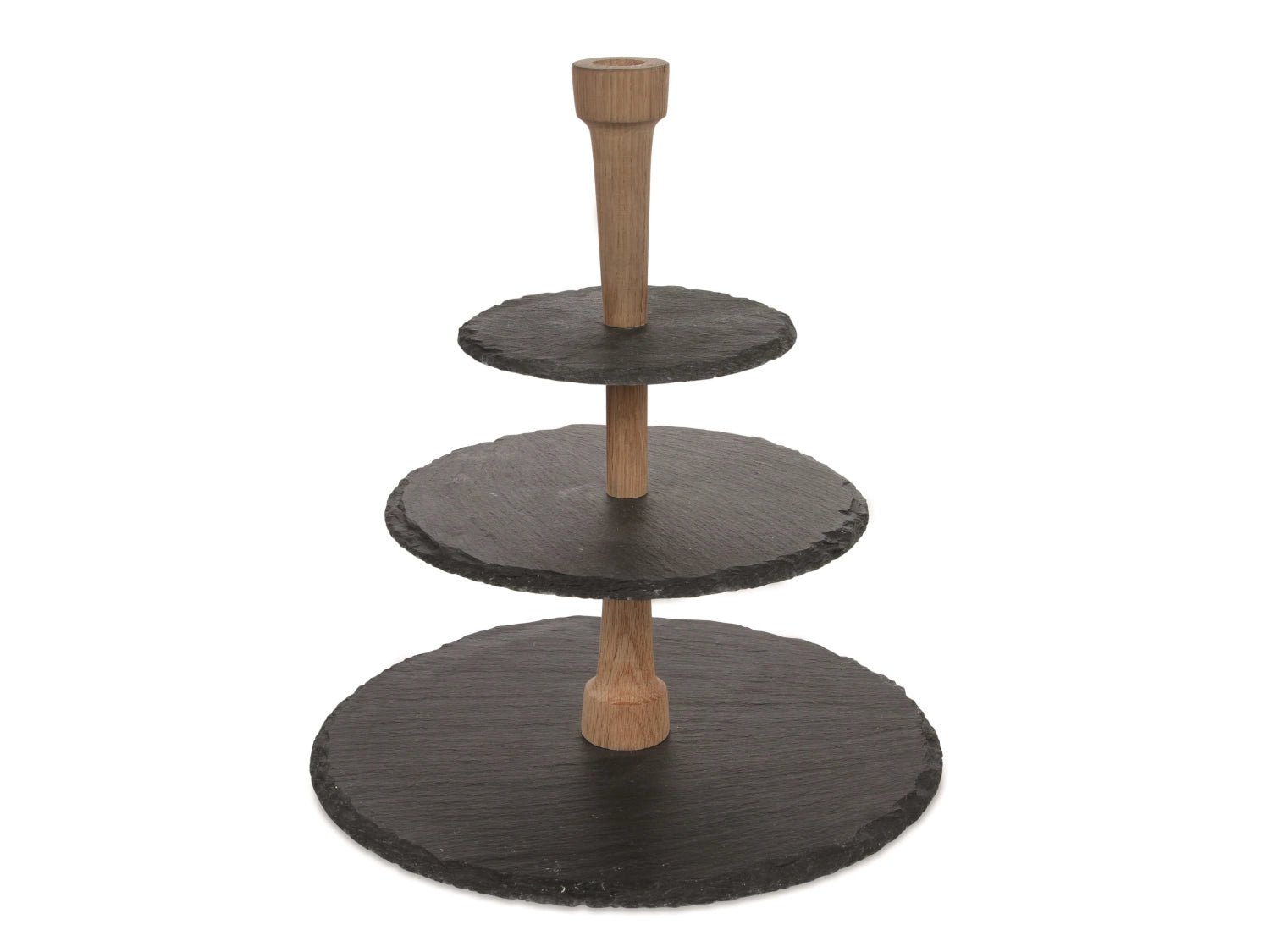 Party Tower schwarz Edelstahl Schiefer Eiche 360x325x60mm