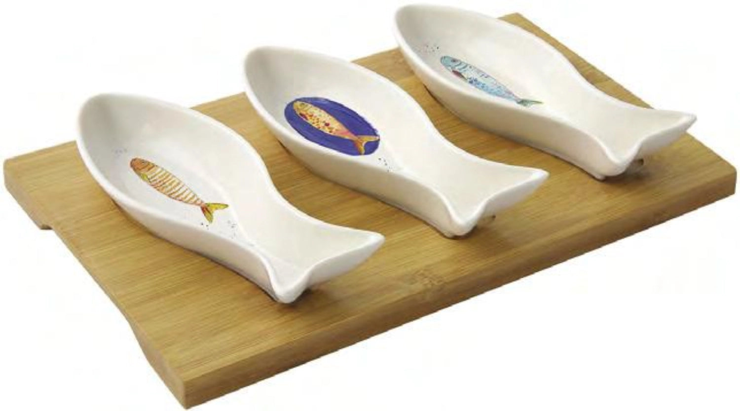 Bord de mer aperitiv set, 4-pc., Porcelain/bamboo