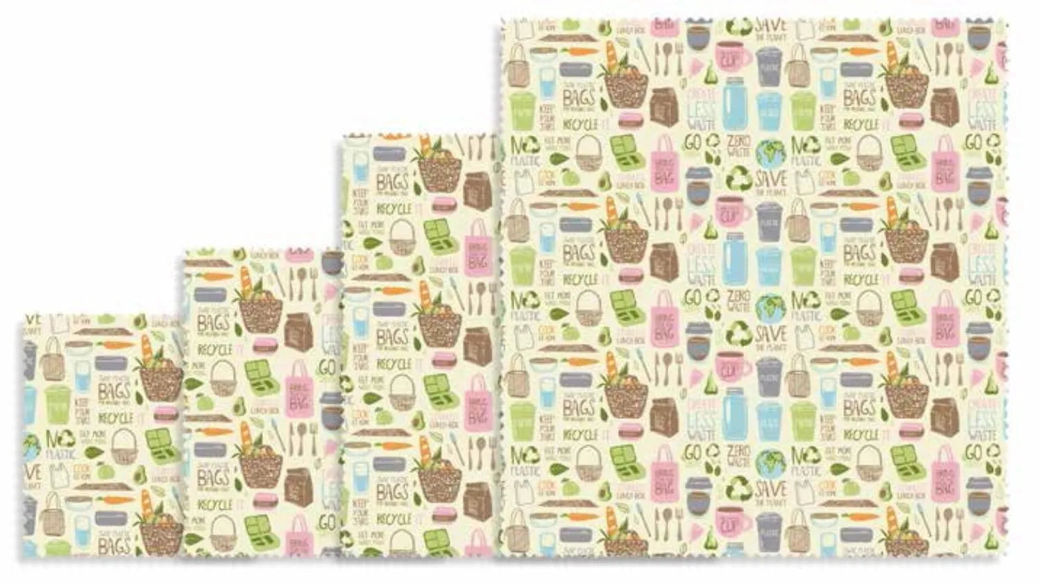 4er Set Bienenwachstuch Zero Waste,16x16,18x20,25x28,33x35.5 in Mehrfarbig präsentiert im Onlineshop von KAQTU Design AG. Küchenhelfer ist von Nuts Innovations
