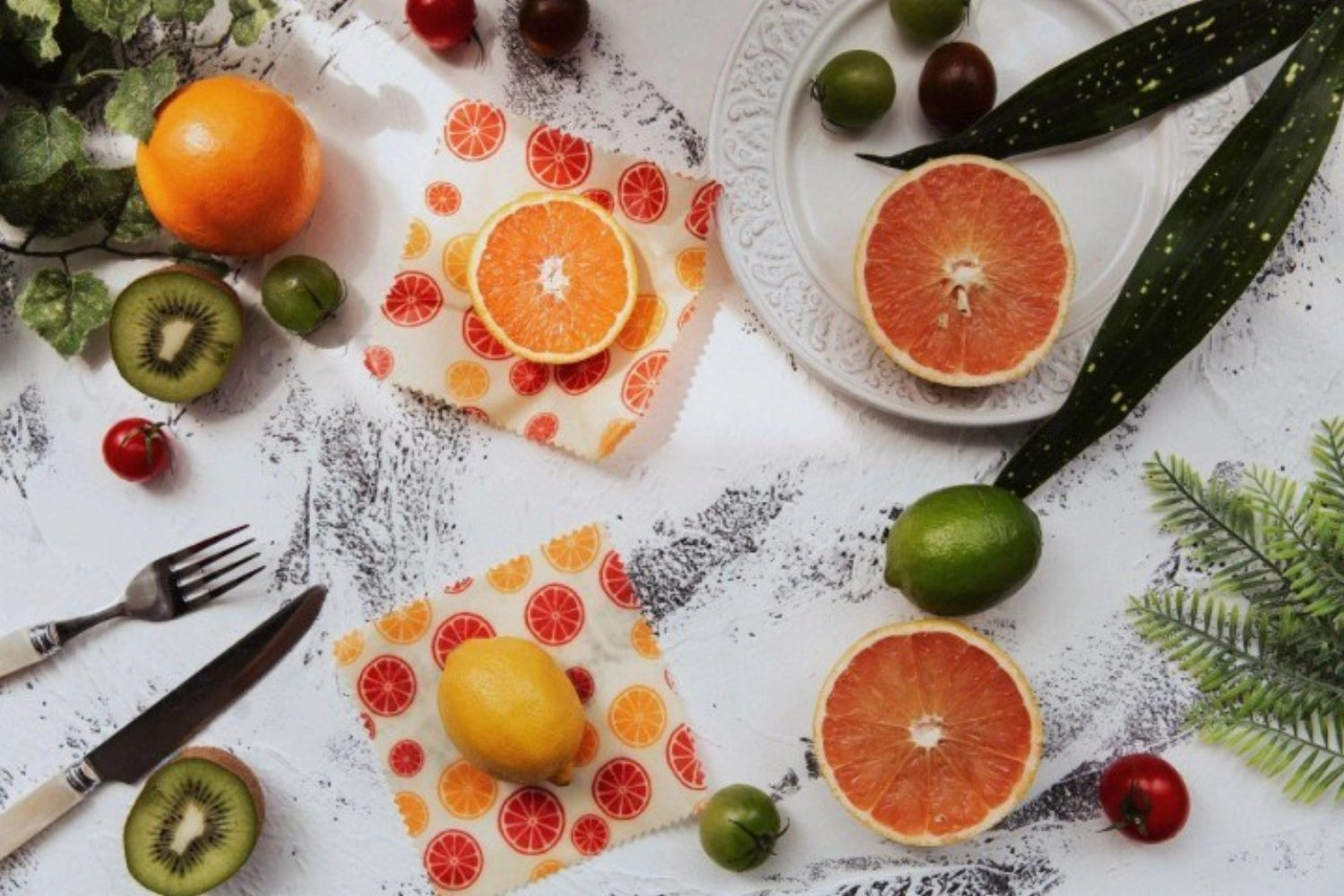 Nachhaltiges 2er Set Bienenwachstücher Citrus (16x16cm) von Nuts Innovations – umweltfreundlich, wiederverwendbar, vielseitig einsetzbar.