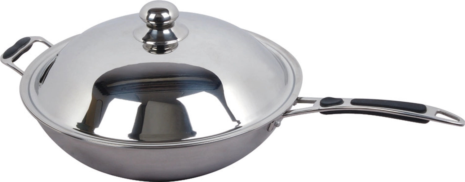 Wok mit Deckel 36cm in Silber präsentiert im Onlineshop von KAQTU Design AG. Pfanne/Topf ist von Lagotto