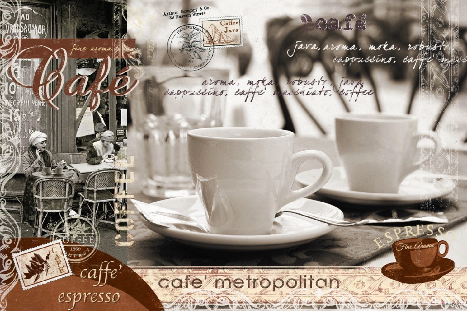 Ensemble de table de métro de café 45x30cm