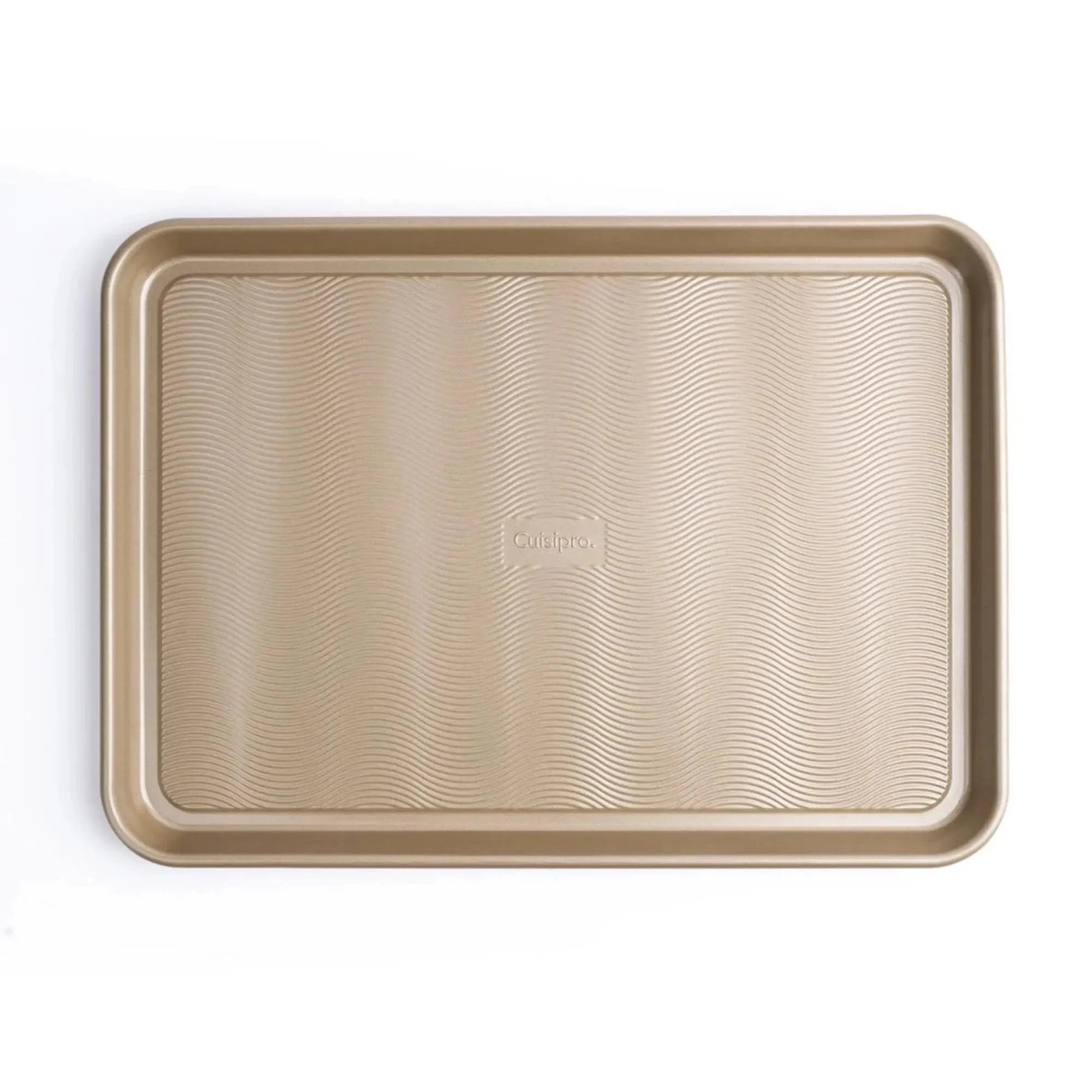 Robustes Edelstahl-Backblech (44.5x30x2.5cm) von Cuisipro: Ideal für Kekse, Pizza & mehr. Rostfrei, pflegeleicht, gleichmäßige Wärmeverteilung.