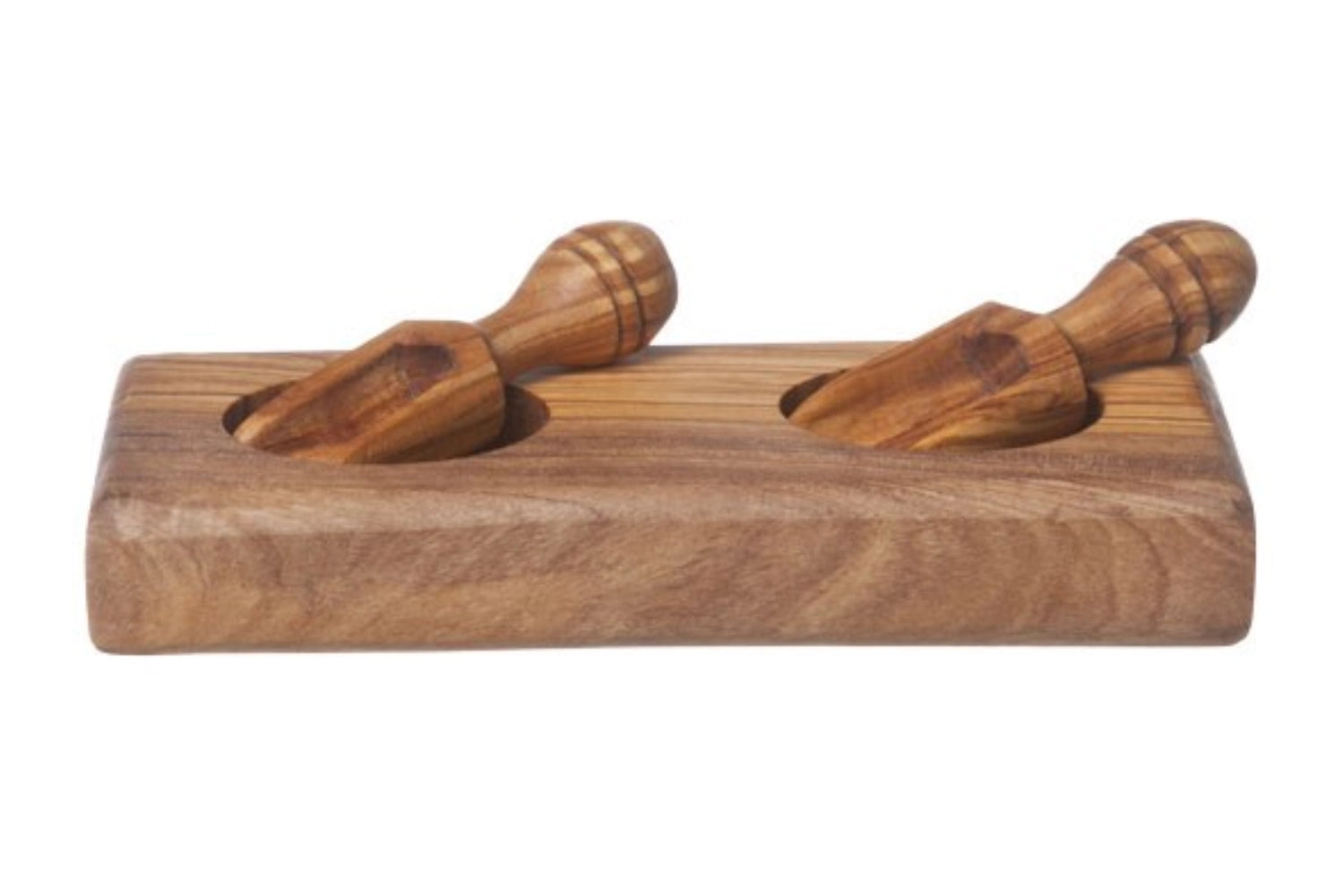 Set di sale e pepe con 2 lame, 14x6 cm, legno di oliva