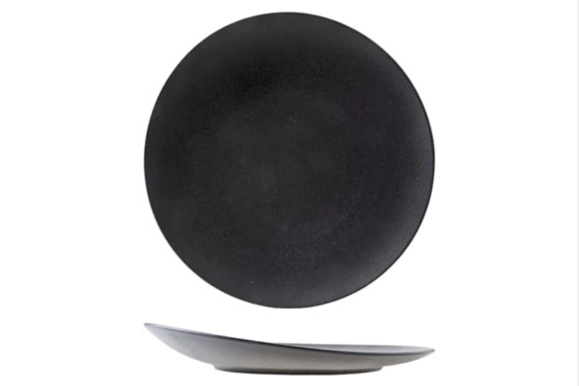 Elegante, schwarze Porzellanplatte (Ø 27 cm) von Cosy & Trendy. Stilvoll, robust, spülmaschinenfest. Ideal für jede Tischdekoration.