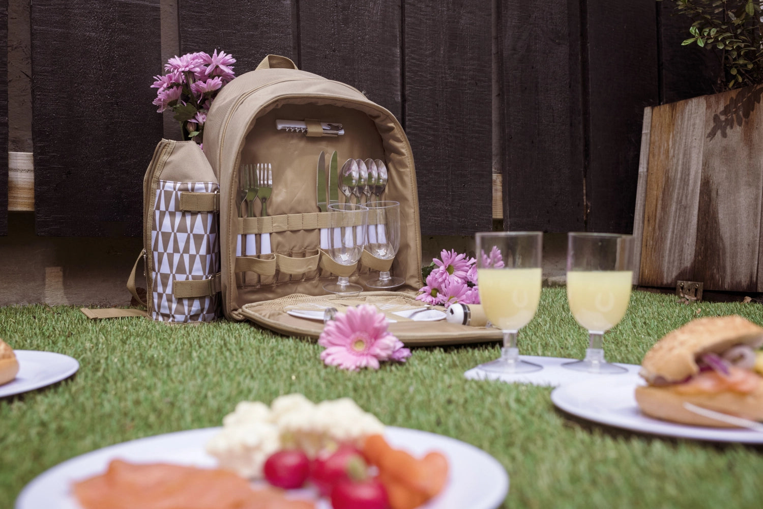 Picnic sac à dos vert, 4 Pers. 30x20x40cm