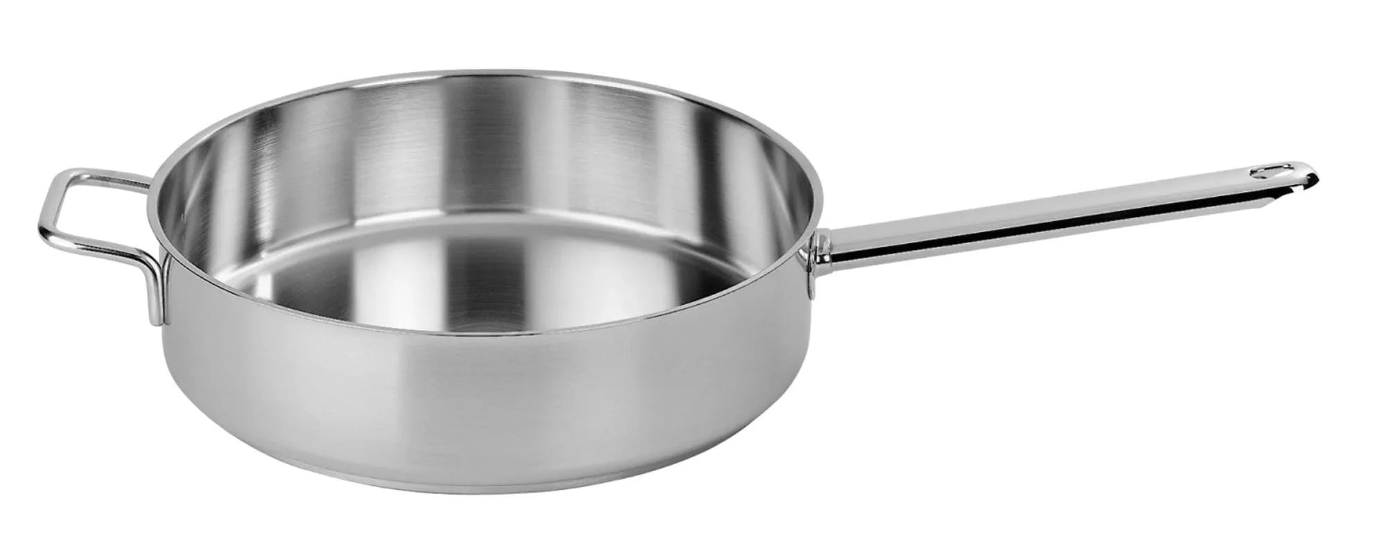 Die Apollo Stielkasserolle 4L von Demeyere: Hochwertiger 18/10 Edelstahl, Silvinox-Oberfläche, ergonomisch, ideal für Suppen & Eintöpfe.