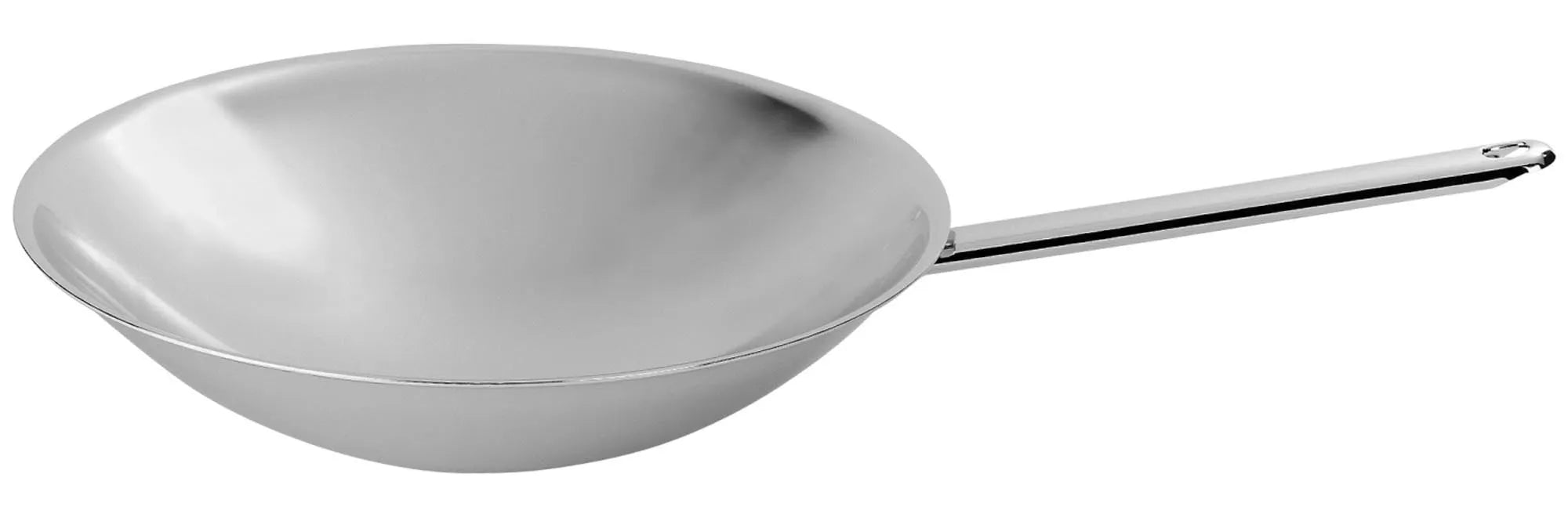 Wok runder Boden 5lt 36cm in Silber präsentiert im Onlineshop von KAQTU Design AG. Pfanne/Topf ist von Demeyere
