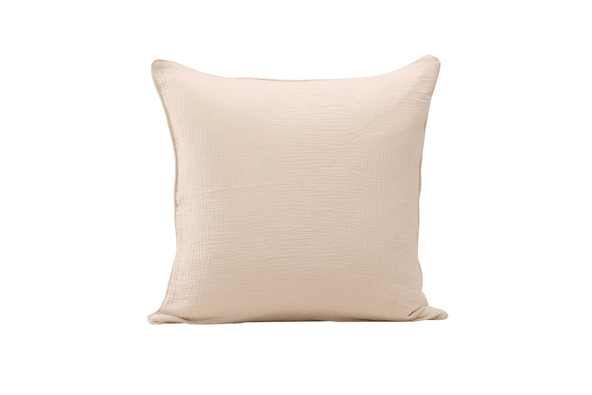 Beiger Tyra Kissenbezug aus 100 % Baumwolle, quadratische Form, 60 x 60 cm, mit verstecktem Reissverschluss an der Unterseite, Venture Home.