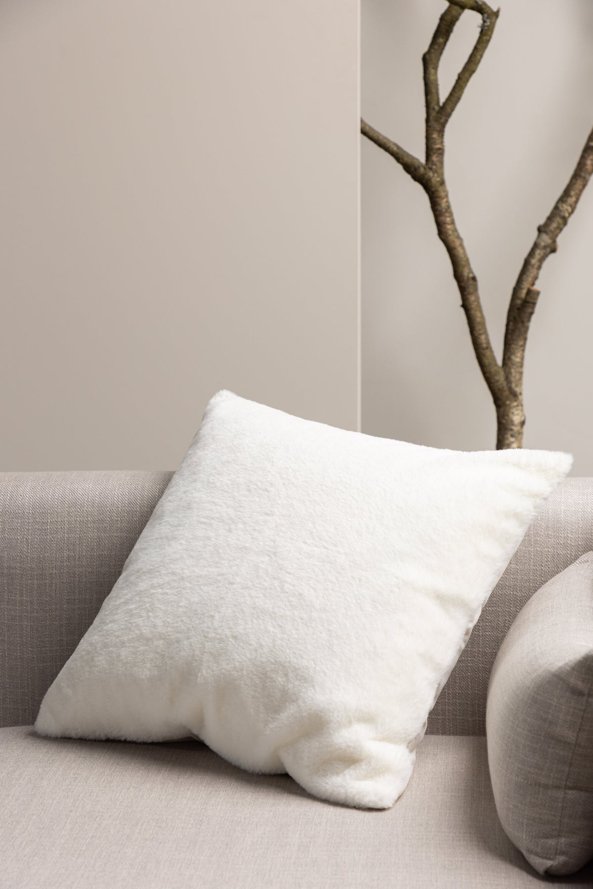 Beiger Tyra Kissenbezug aus 100 % Baumwolle, quadratische Form, 60 x 60 cm, mit verstecktem Reissverschluss an der Unterseite, Venture Home.