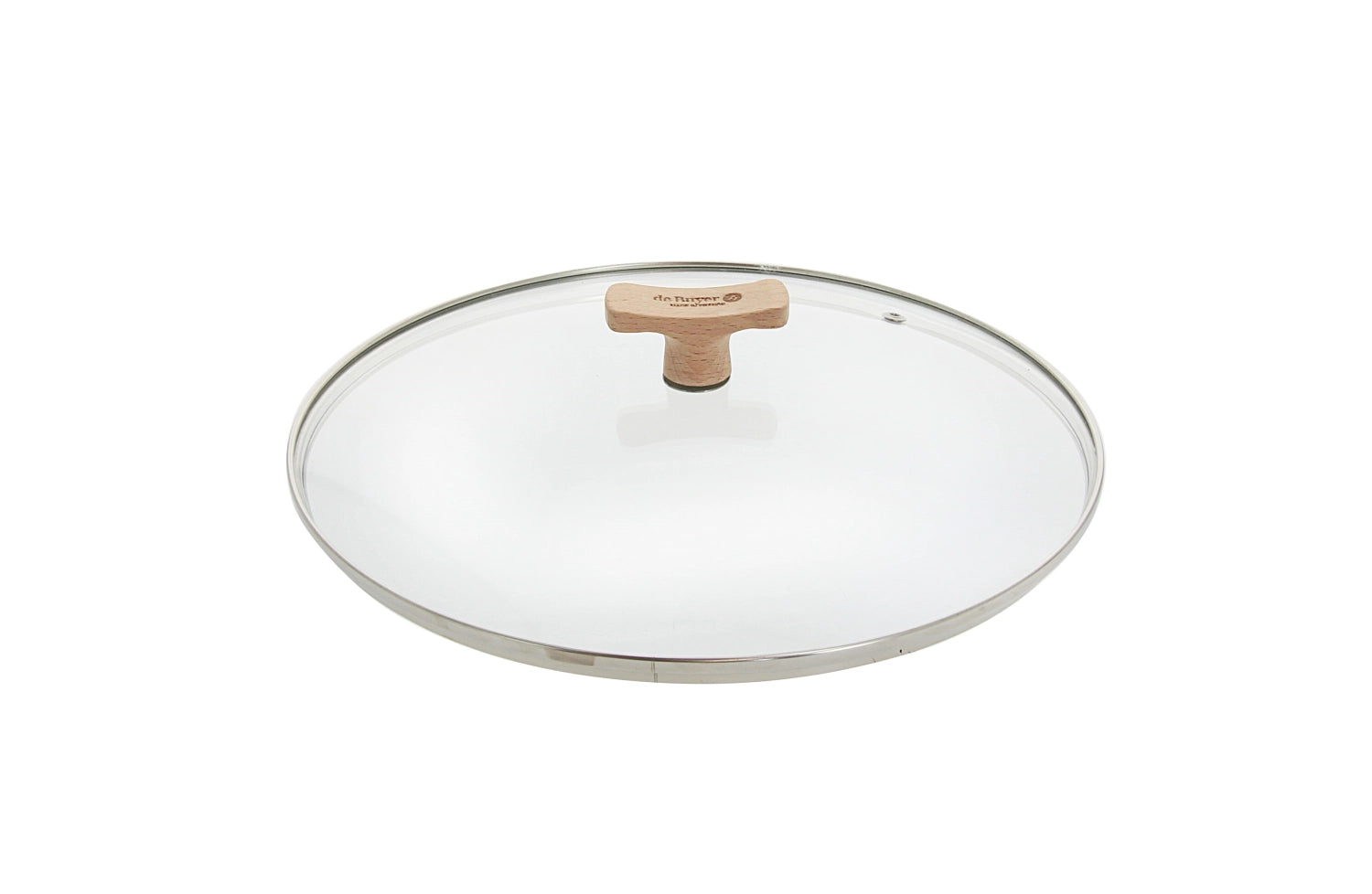 Glasdeckel Ø 28cm von de Buyer: Hitzebeständiges Glas, eleganter Holzknopf, spülmaschinenfest, ideal für Modelle 8780/8788.