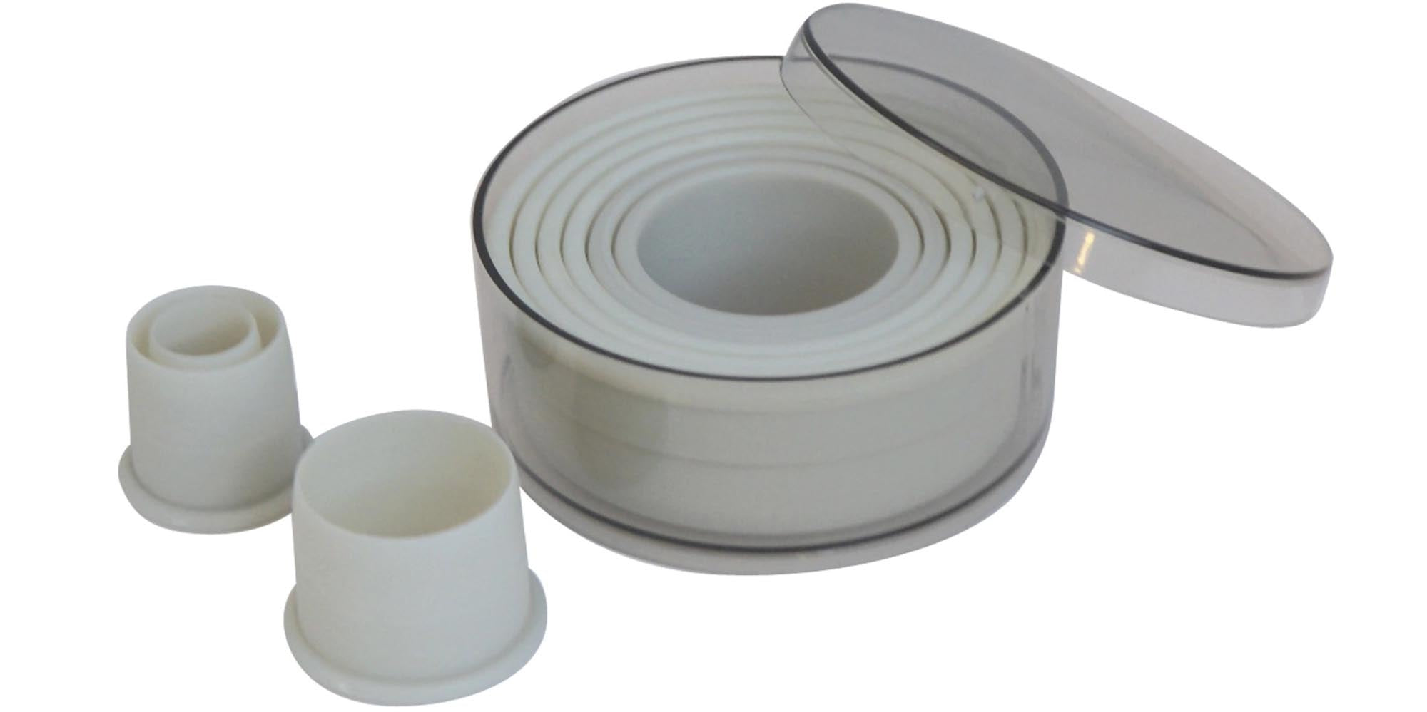 Vielseitiger 9-teiliger runder Ausstechersatz von de Buyer, Ø2-10cm.