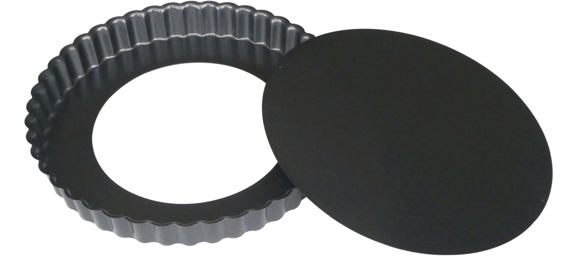Tortenform Ø 32cm, geriffelt, Boden herausnehmbar in Silber präsentiert im Onlineshop von KAQTU Design AG. Backform / Backblech ist von de Buyer