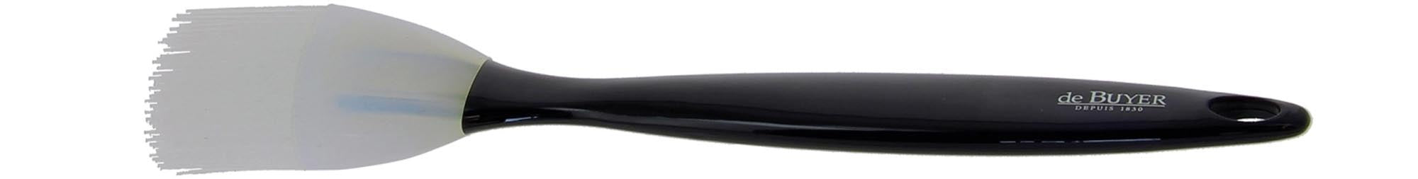 Dicker Silikon-Backpinsel von de Buyer: 4cm breit, 25cm lang, hitzebeständig, hygienisch, leicht zu reinigen, ergonomisch, ideal für Teig & Glasuren.