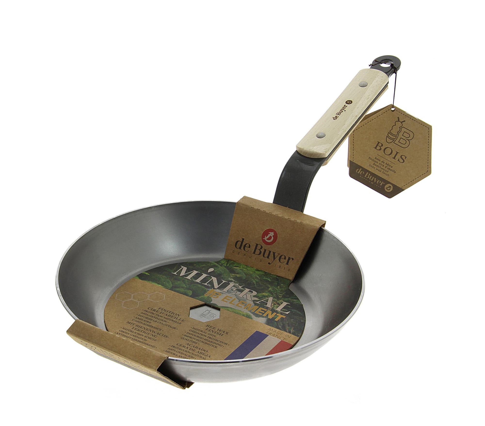 Robuste, runde Bratpfanne aus Mineral B Element, 28 cm, ideal für gesundes Braten, langlebig und umweltfreundlich.