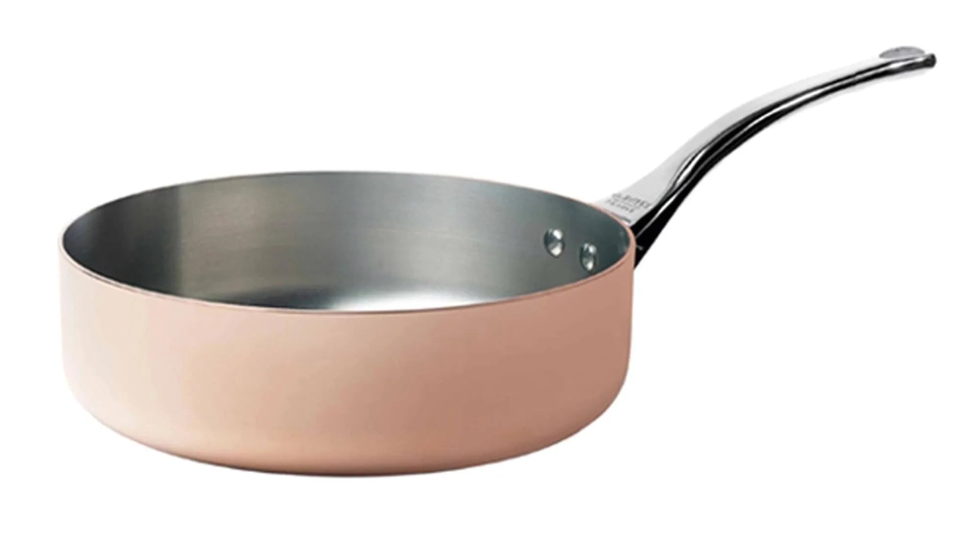 Elegante INOCUIVRE Sauteuse Ø24cm: Kupfer-Edelstahl, exzellente Wärmeleitung, ergonomisch, für alle Herdarten inkl. Induktion.