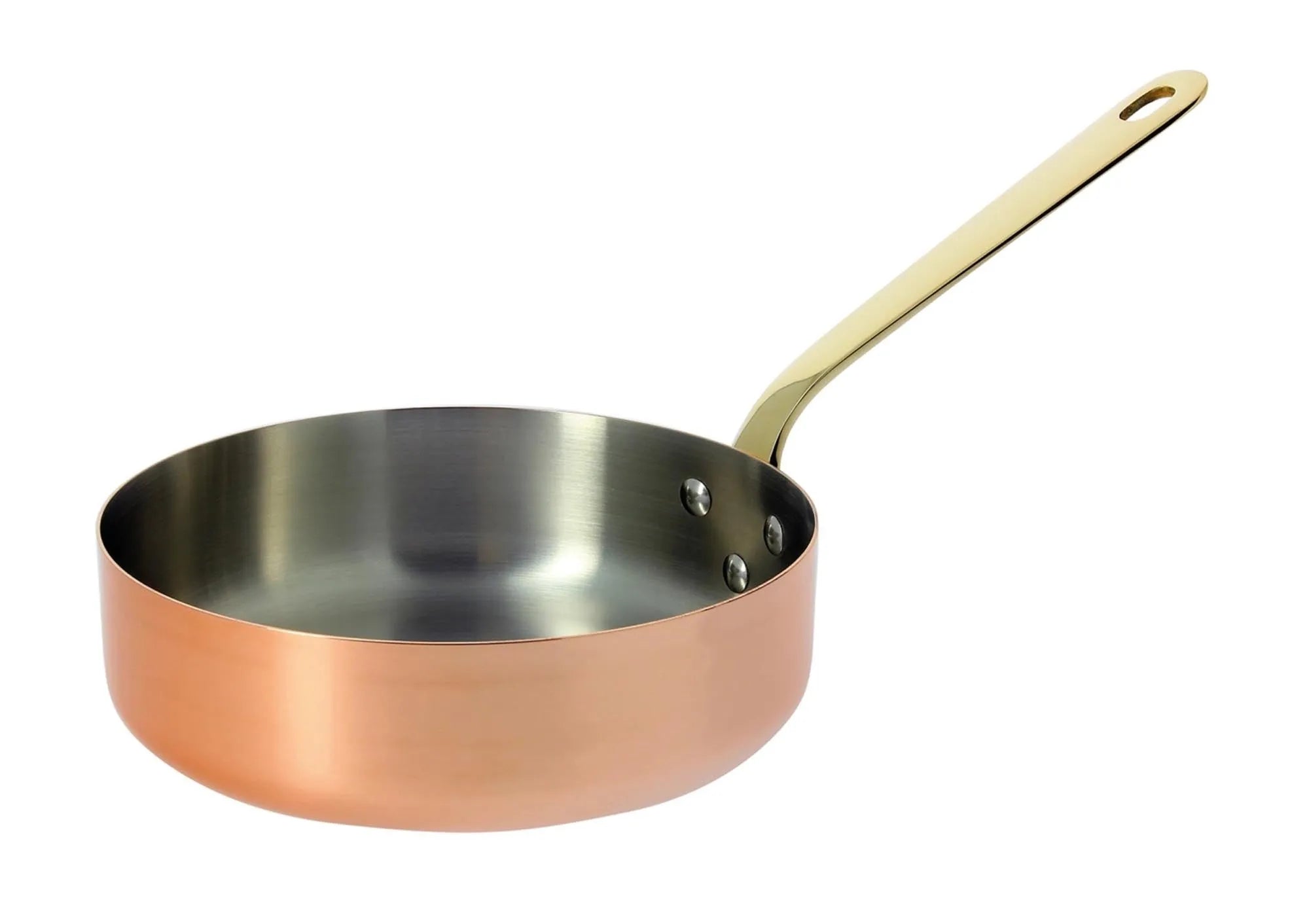Elegante INOCUIVRE Sauteuse: Kupfer-Edelstahl, 20cm, Messinggriff. Perfekte Wärmeverteilung, ideal für Saucen & Gemüse.