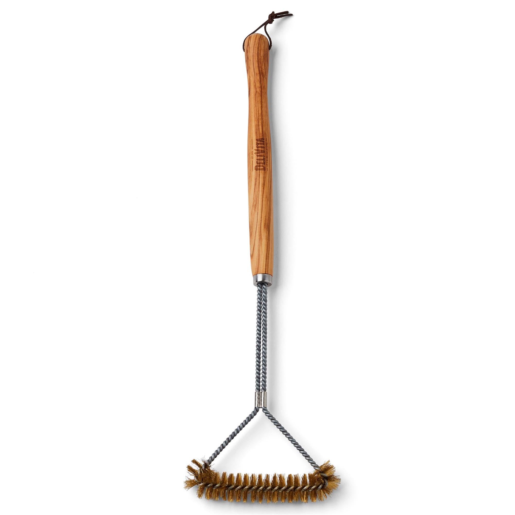 Entdecken Sie die Delivita Ofenbürste: Robuste Edelstahlborsten, ergonomischer Holzgriff, ideal für die mühelose Pflege von Grill und Pizzaofen.