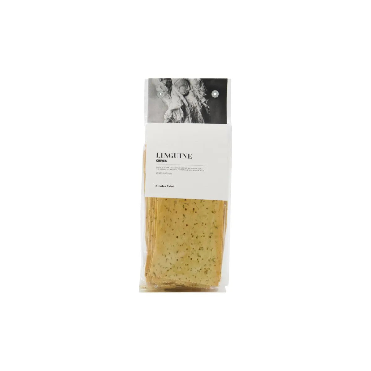 Knuspriges Linguine-Brot von Nicolas Vahé mit Schnittlauch, perfekt für Aperitifs, Dips oder als Vorspeise.
