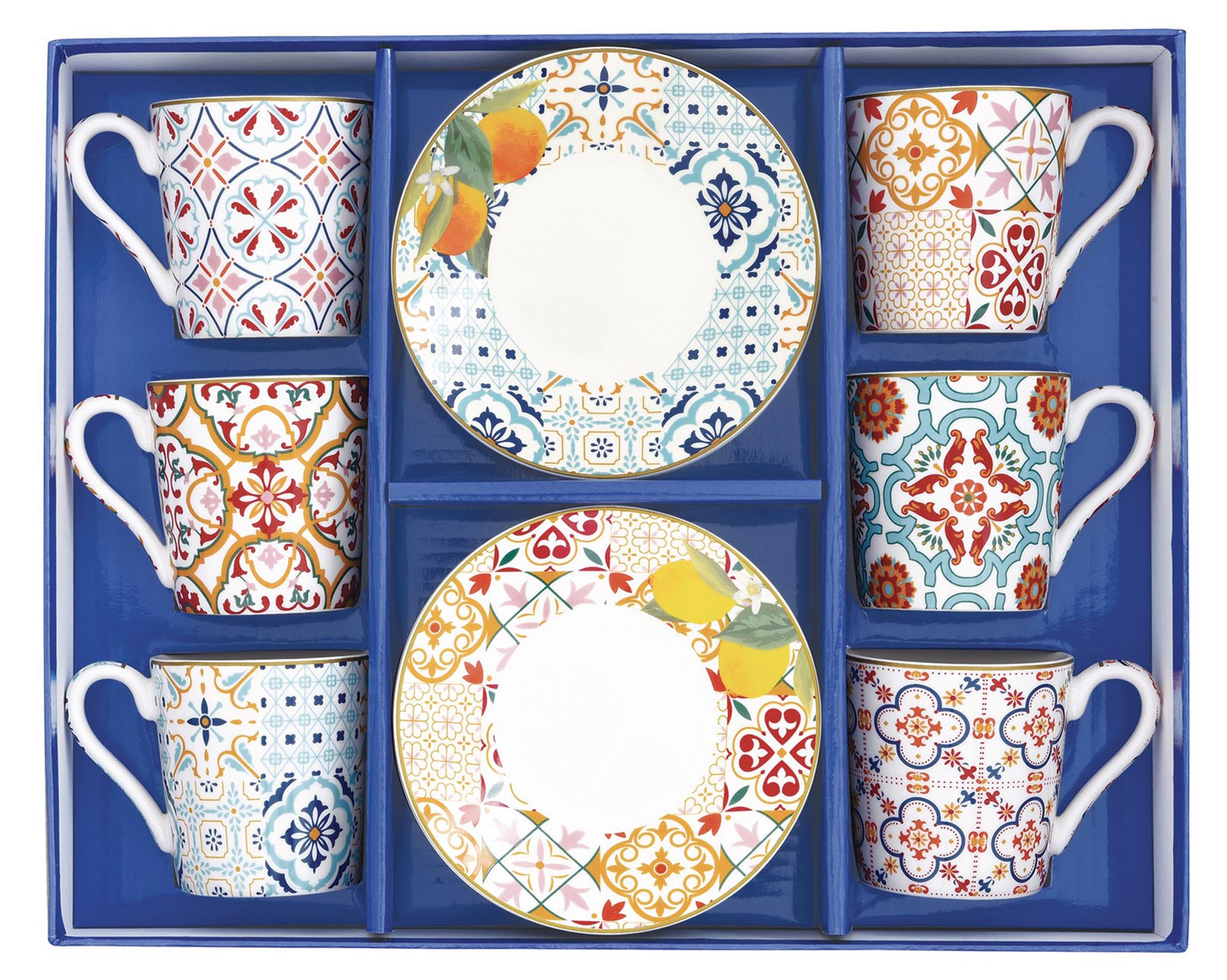 Elegantes Set aus 6 Espressotassen mit Untertassen, 100ml, von Easy Life. Perfekt für stilvollen Kaffeegenuss und Dekoration.