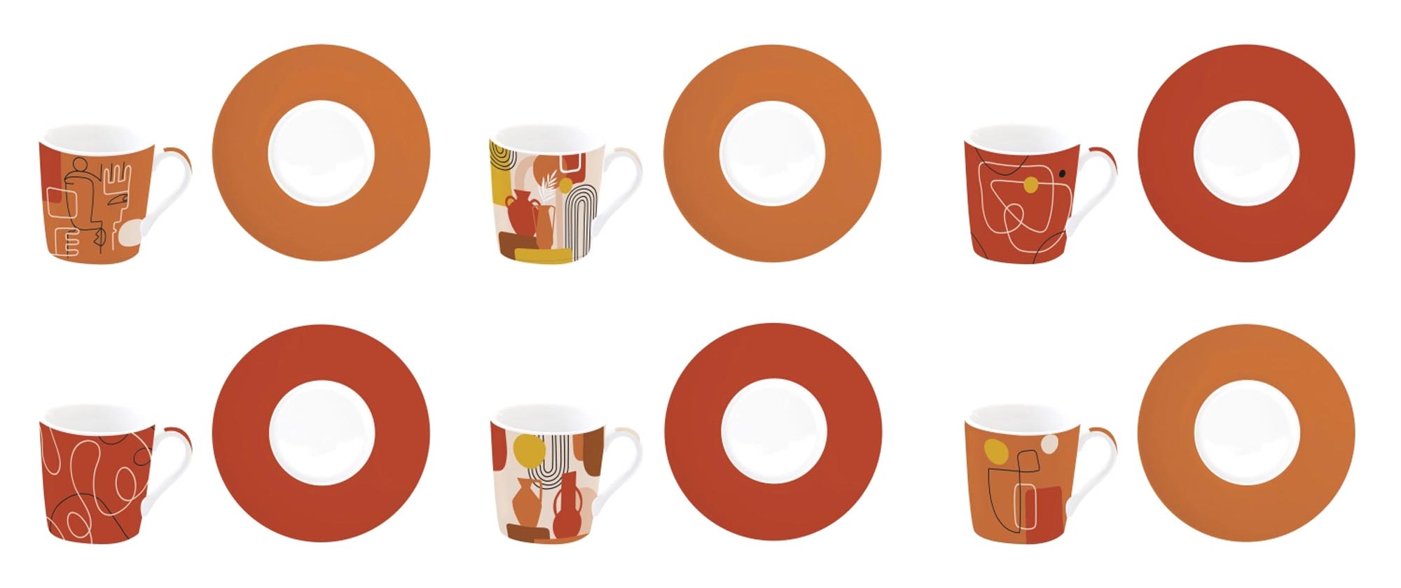 Coffee Mania 6er Espr.-tasse m. Unters. 100ml in Orange präsentiert im Onlineshop von KAQTU Design AG. Espressotassen ist von Easy Life