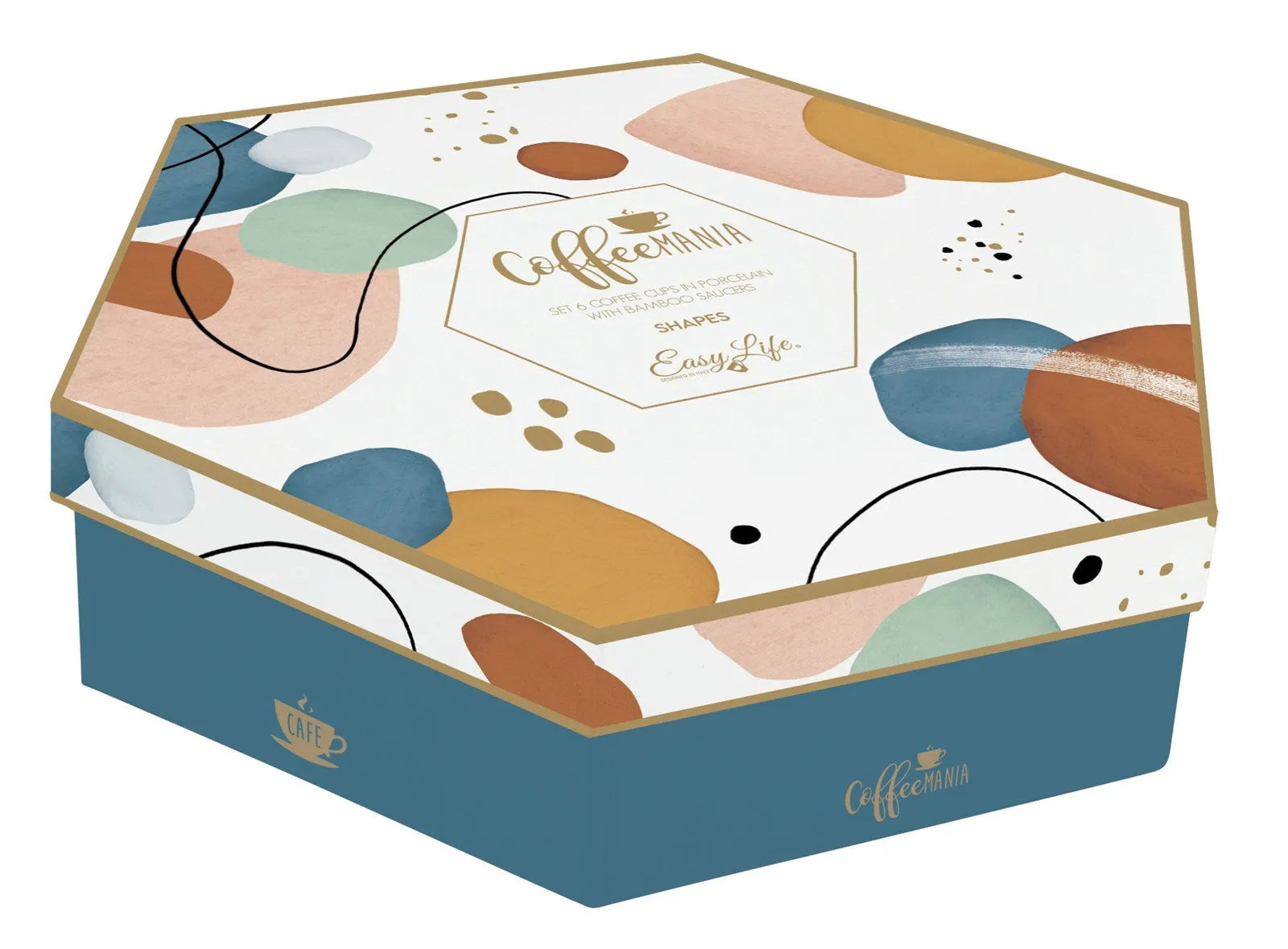Bunte 6er Espressobecher-Set 110ml mit Untersetzern von Easy Life.