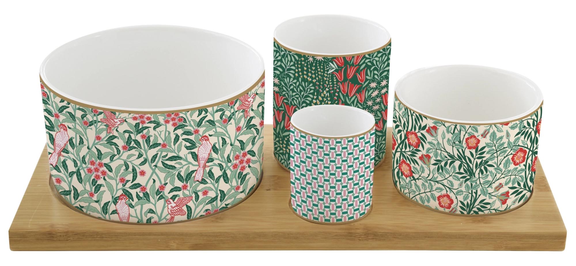 Floral Fantasy appetizer set with 4 bowls, 29x13cm