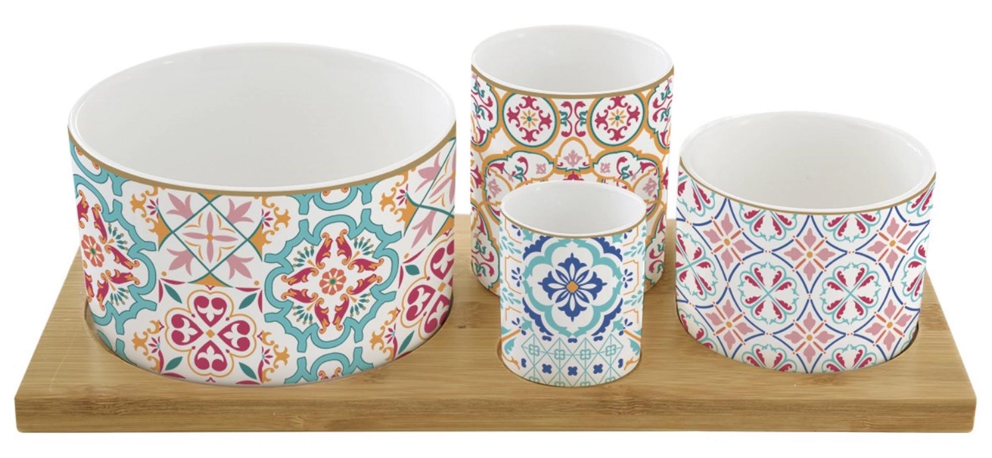 Siracusa appetizer set with 4 bowls, 29x13cm
