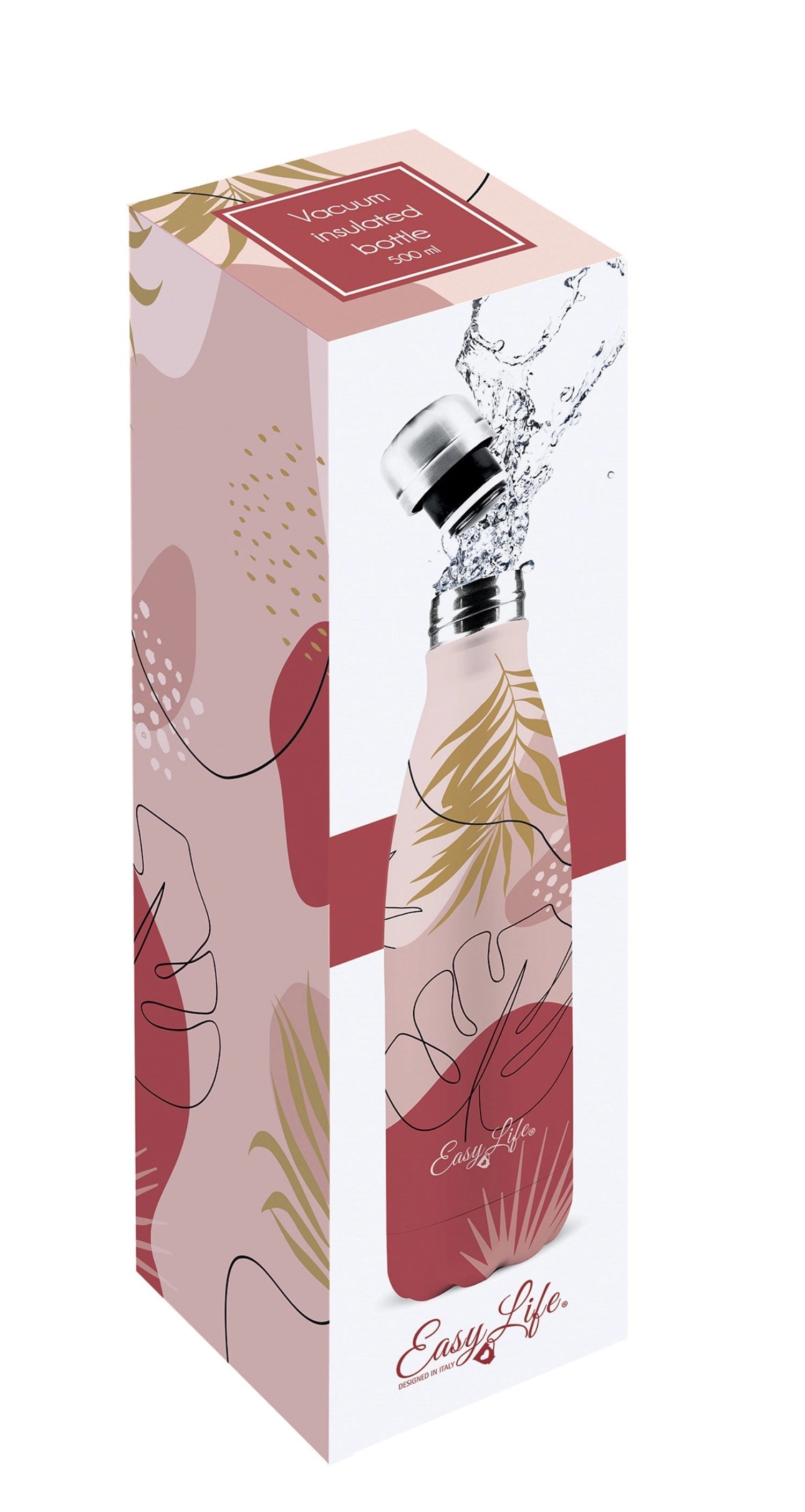 Doppelwandige Isolierflasche 500ml von Easy Life, Design Abstract, hält Getränke warm oder kalt, stilvoll und praktisch.