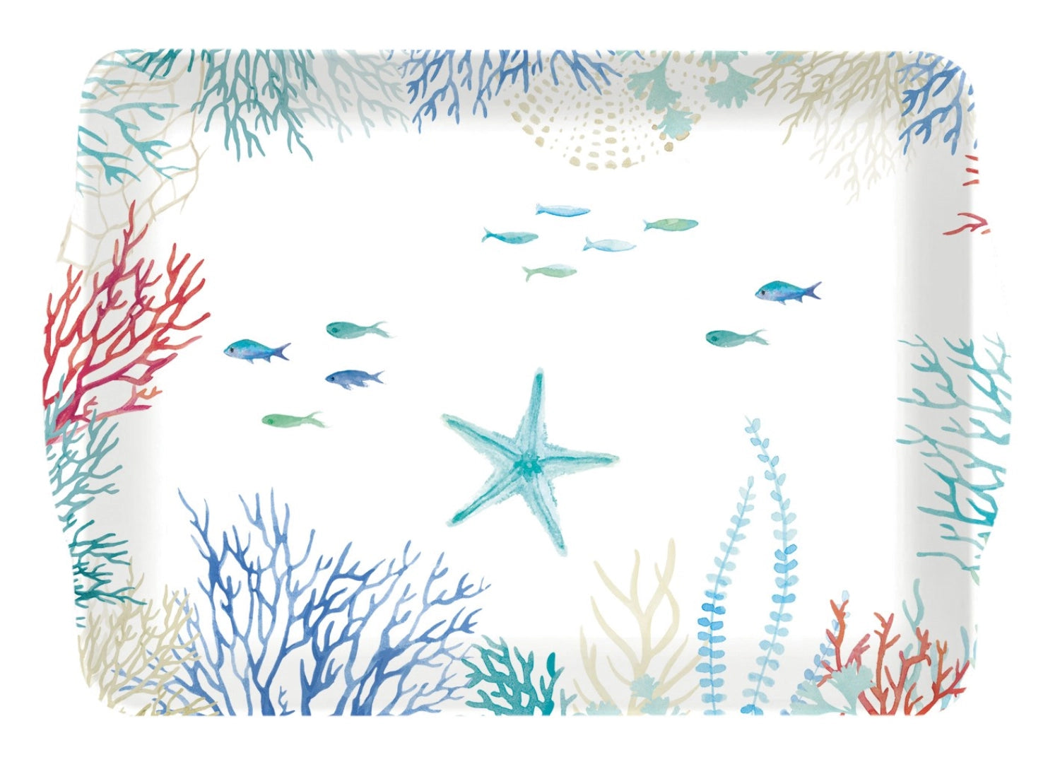 Plateau Sous la Mer avec anses 33x22cm