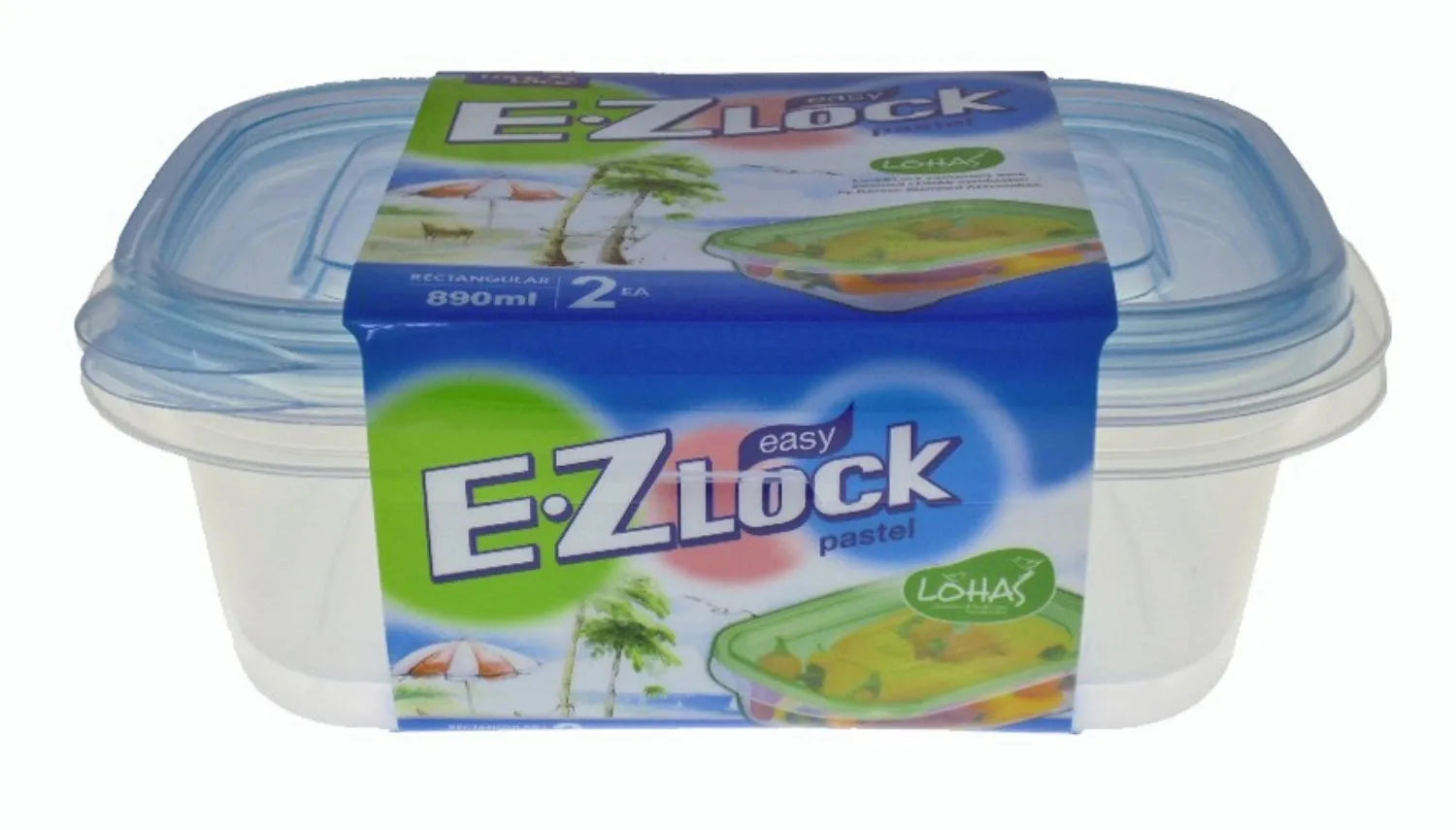 2er Set Vorratsdosen EZ Lock pastell 0.89lt in Blau präsentiert im Onlineshop von KAQTU Design AG. Aufbewahrungsdose ist von Lock&Lock