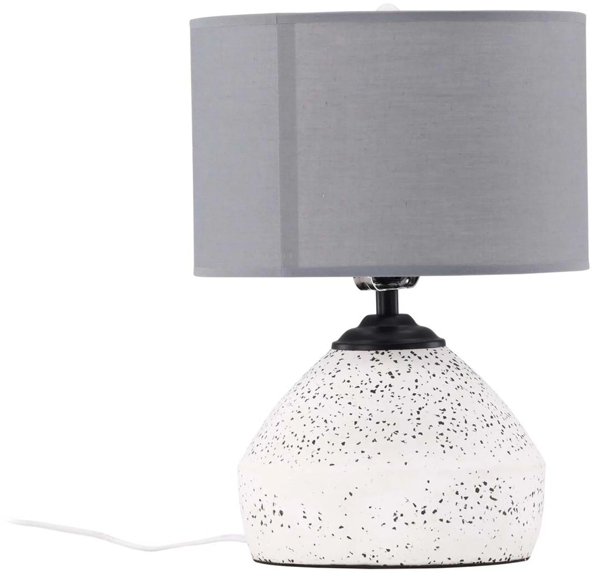 Die Sisteron Tischleuchte von Venture Home vereint Terrazzo-Fuß und Leinen-Schirm zu einem stilvollen, zeitlosen Design-Highlight.