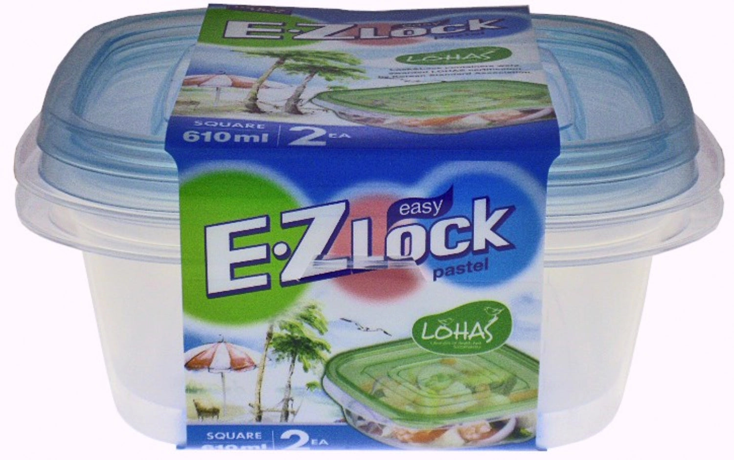 Set of 2 storage containers EZ Lock square 0.61lt