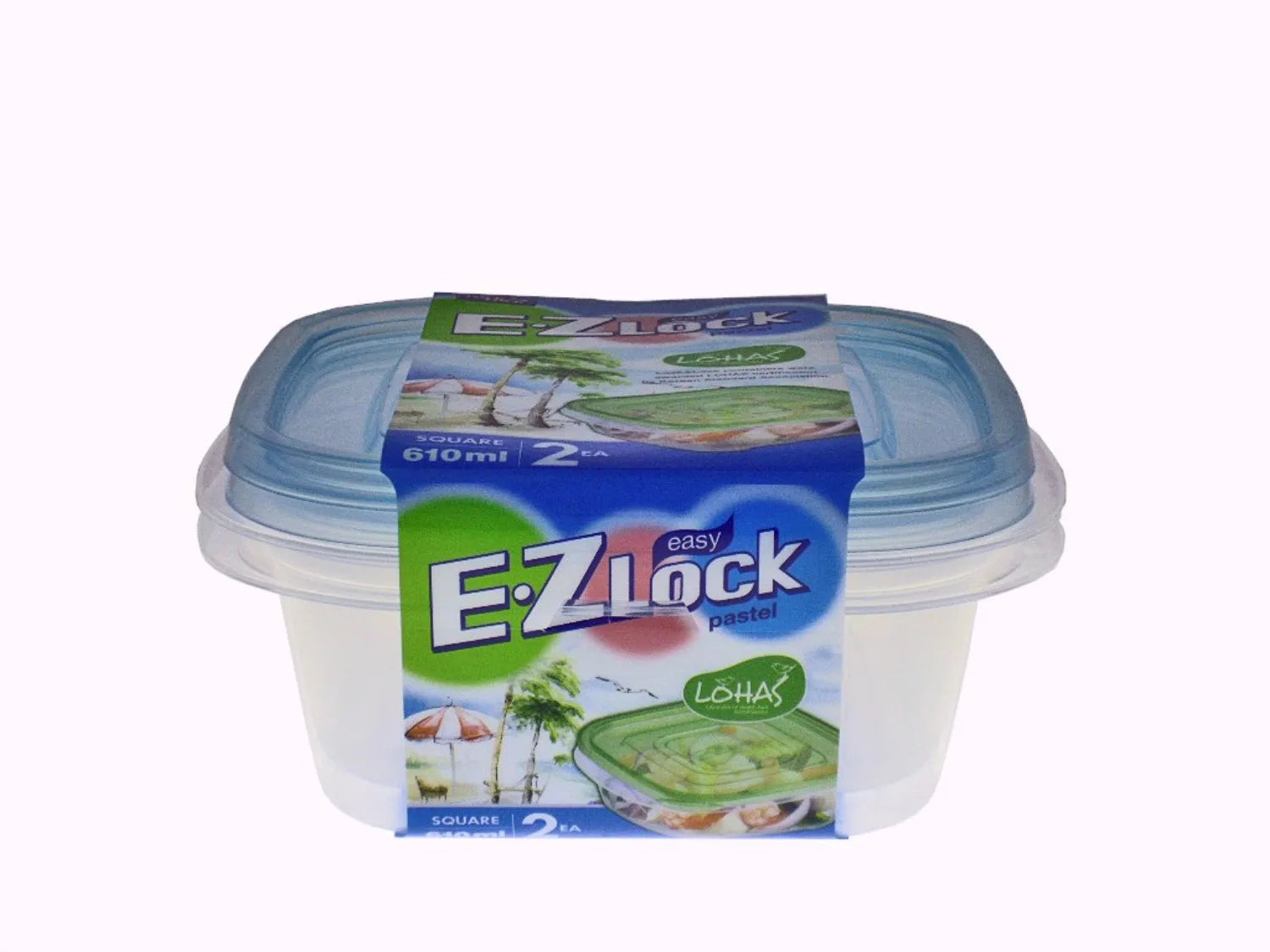 2er Set Vorratsdosen EZ Lock quadratisch 0.97lt in Blau präsentiert im Onlineshop von KAQTU Design AG. Aufbewahrungsdose ist von Lock&Lock