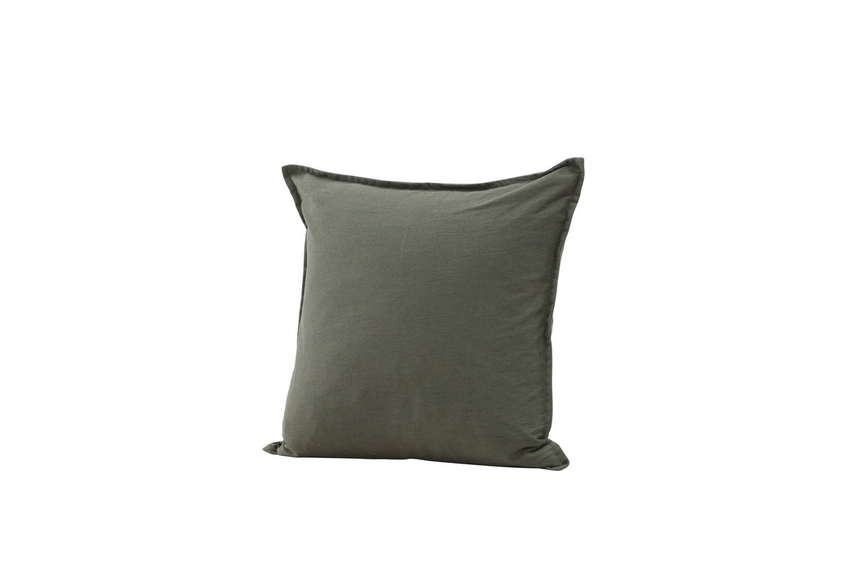 Beiger Kissenbezug Ronja aus 100 % Baumwolle, quadratische Form 45 x 45 cm, mit Reissverschluss und Passepoil-Rand auf der Rückseite.