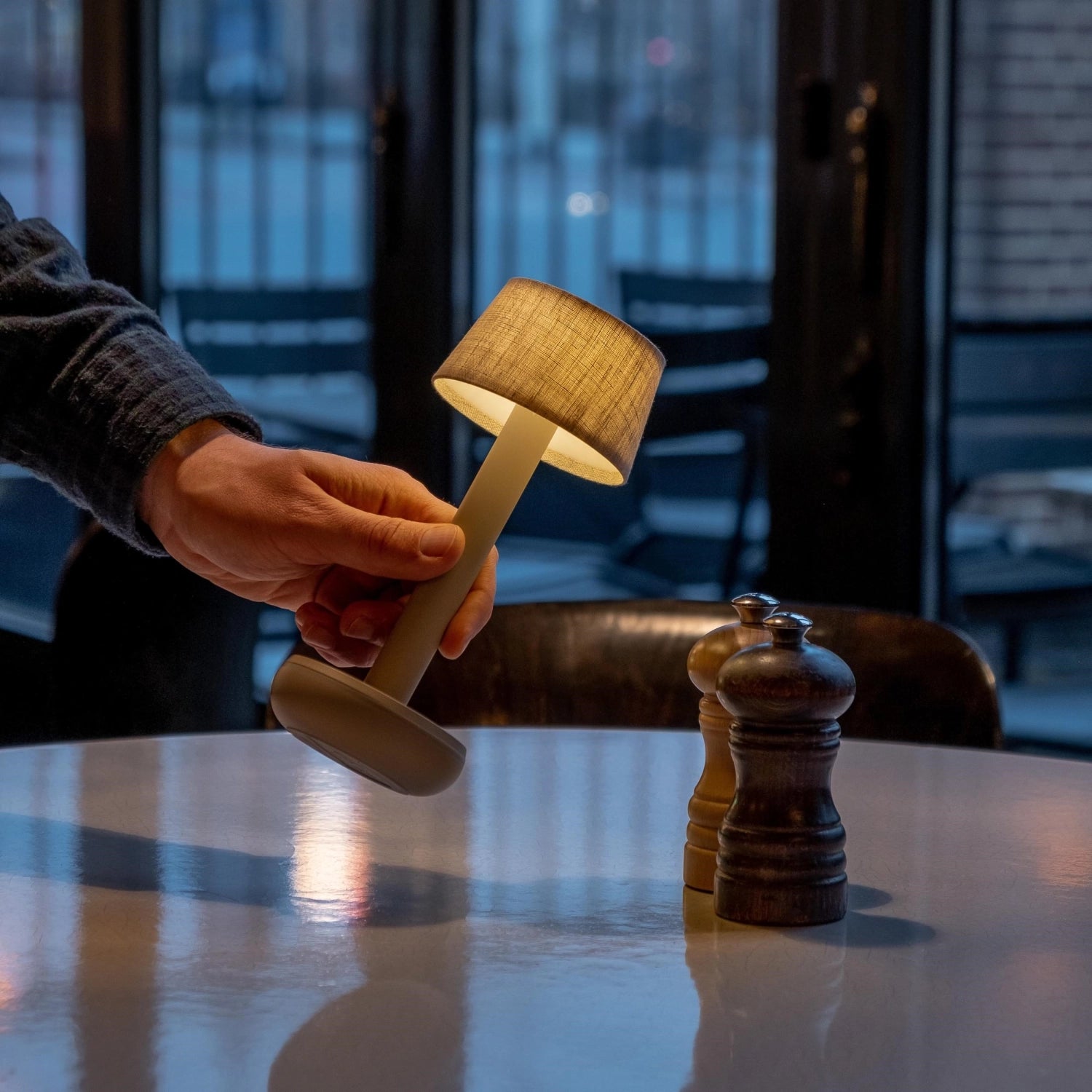 <tc>Humble Light</tc> two beige linen, 21.2x8.8 cm