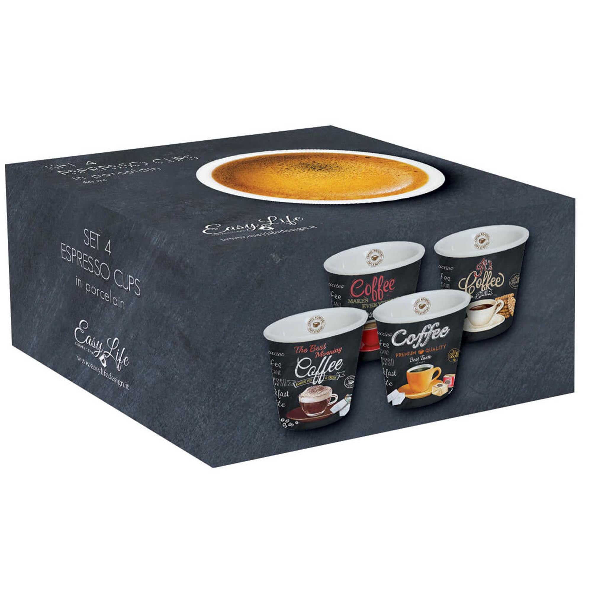 Entdecken Sie die stilvollen 80ml Espressotassen von Easy Life. Hochwertiges Porzellan, elegantes Design – ideal für jeden Kaffeegenuss!