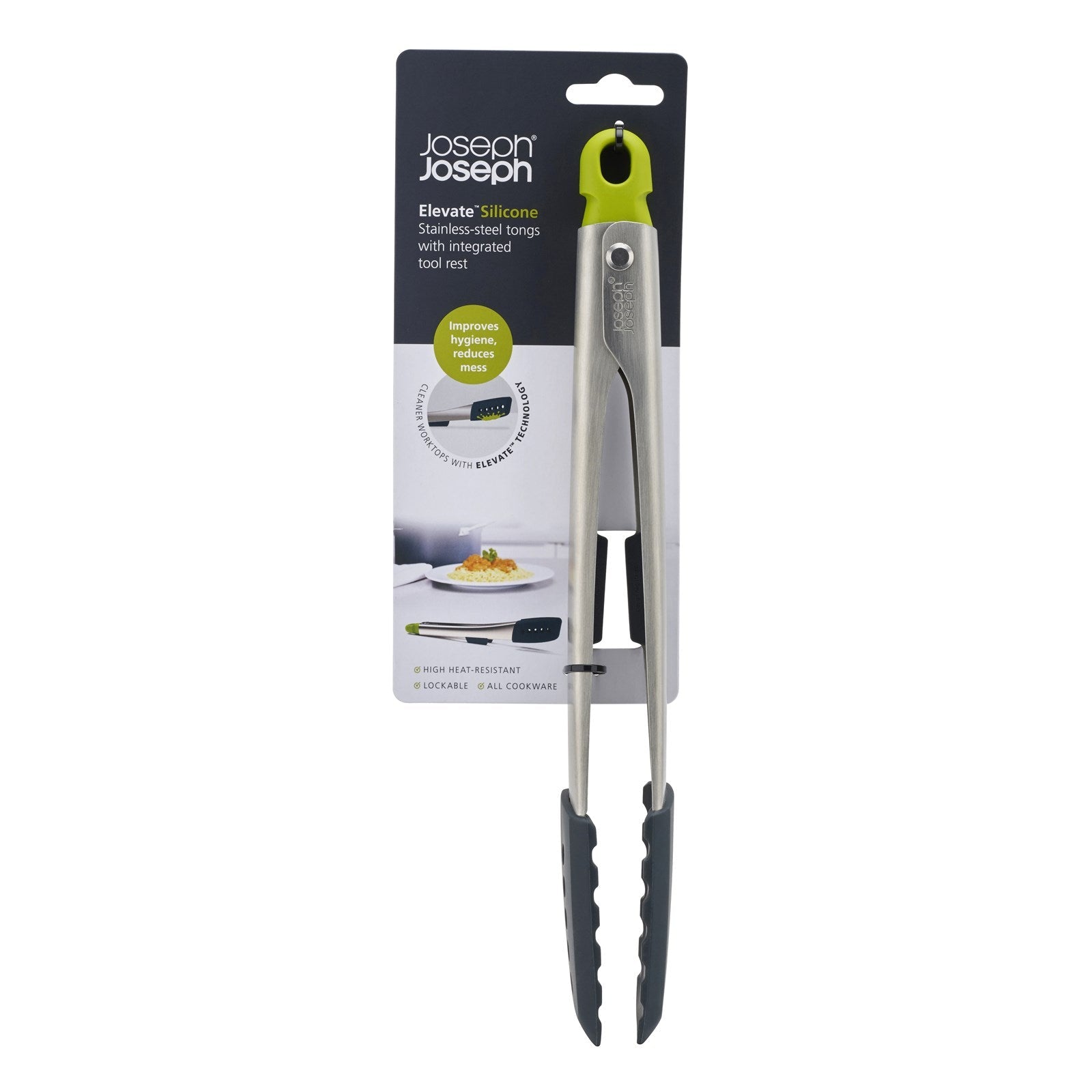 Grüne Elevate Silikon Zange 30.5cm: Innovativ, rutschfest, vielseitig.