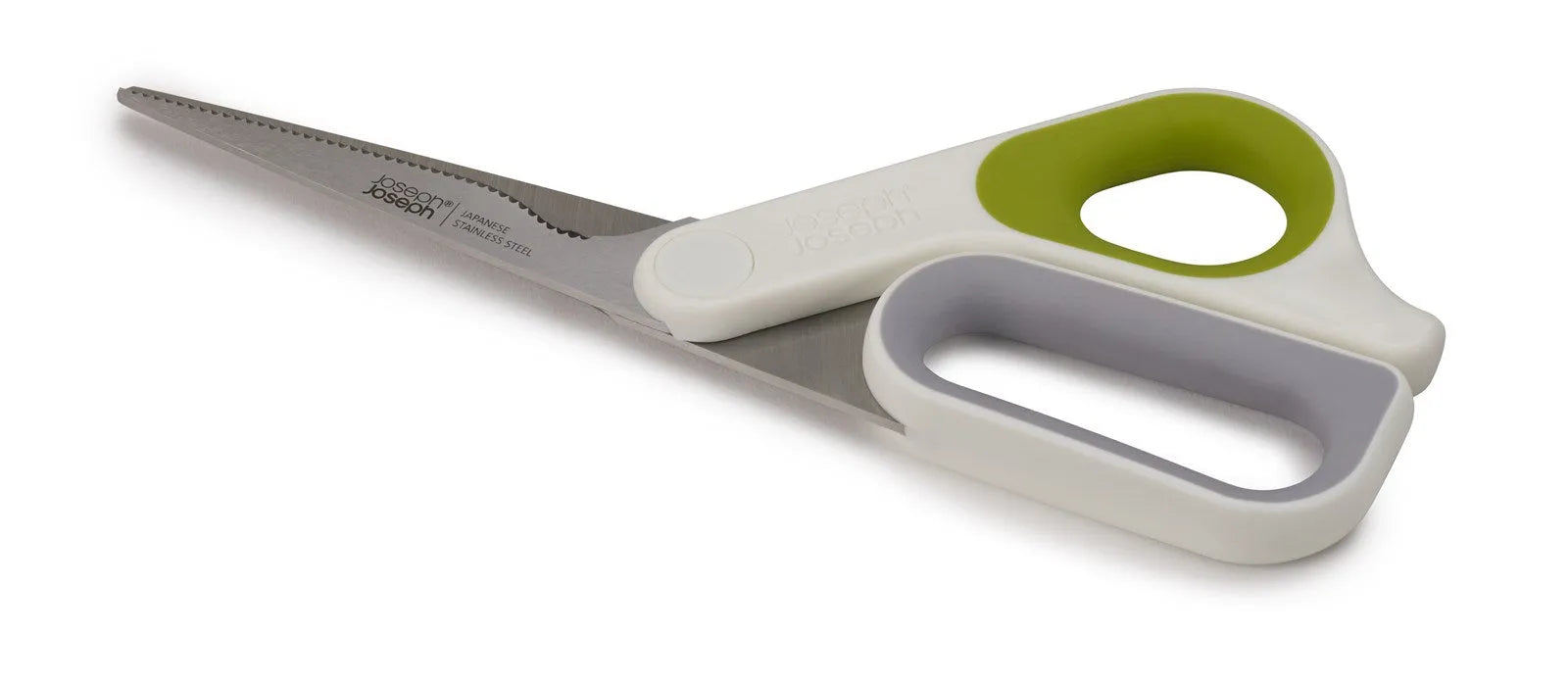 PowerGrip Küchenschere: Ergonomisch, scharf, stilvoll in Weiß-Grün.