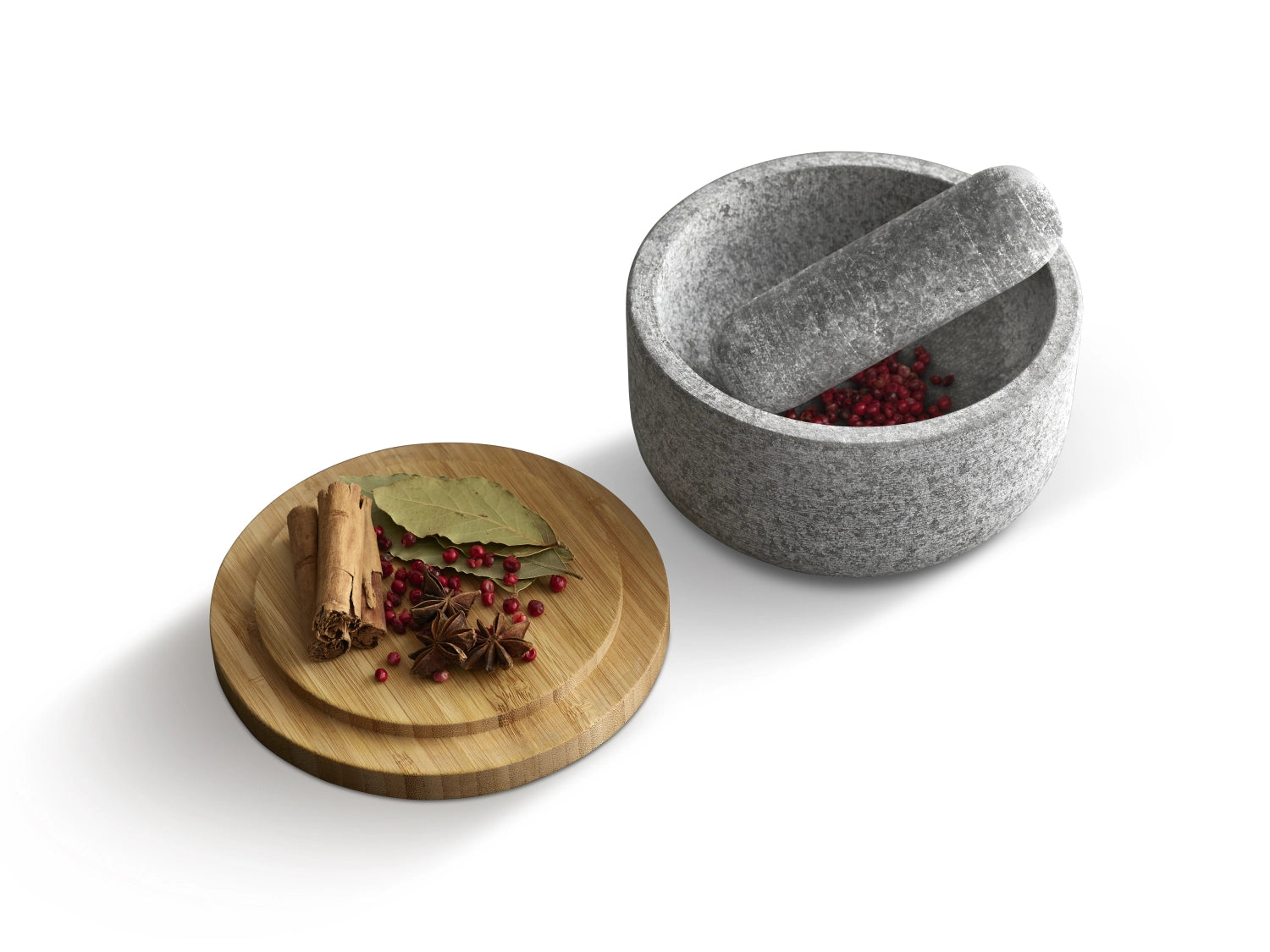 Dash Mörser Stözel en granit avec couvercle en bambou