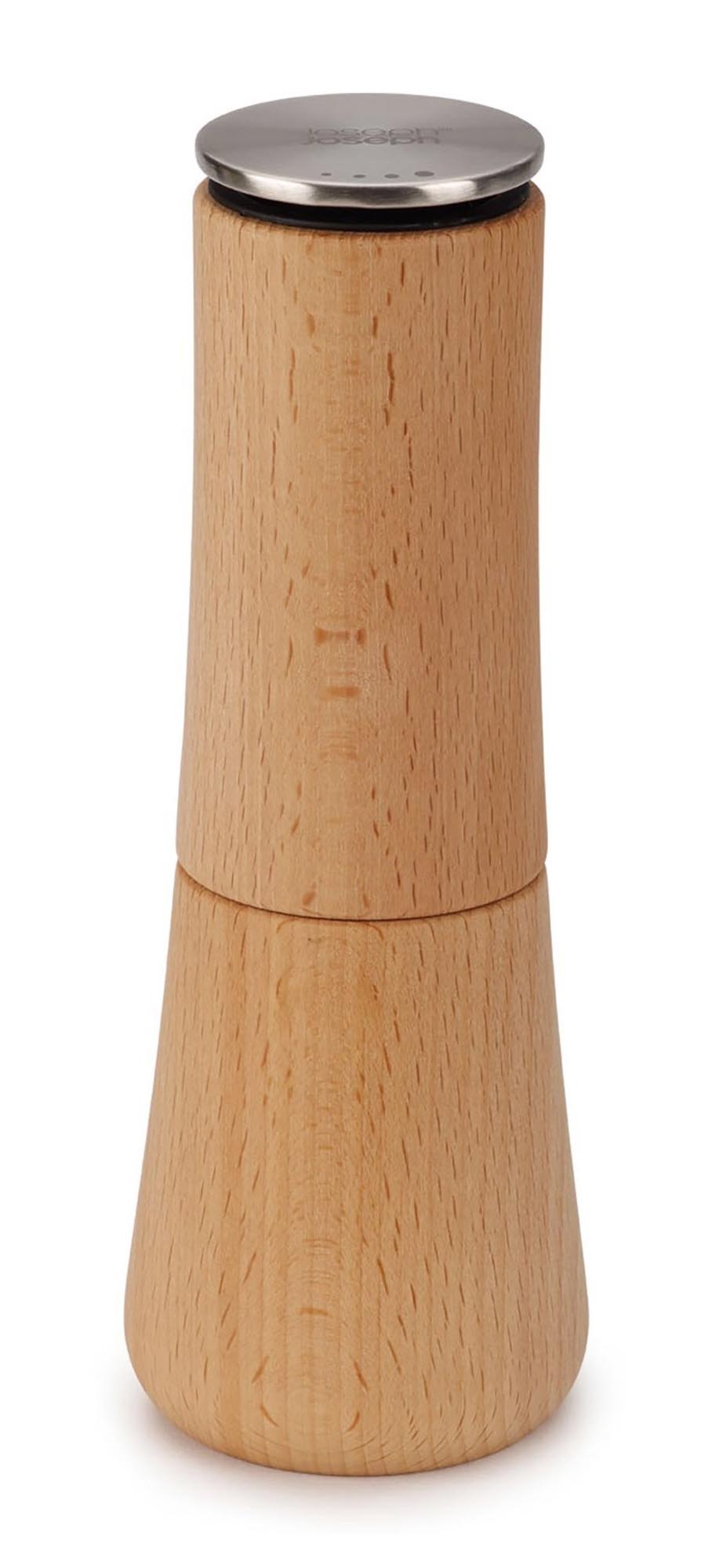Stilvolle 19cm Holzpfeffermühle von Joseph Joseph, krümelfrei.