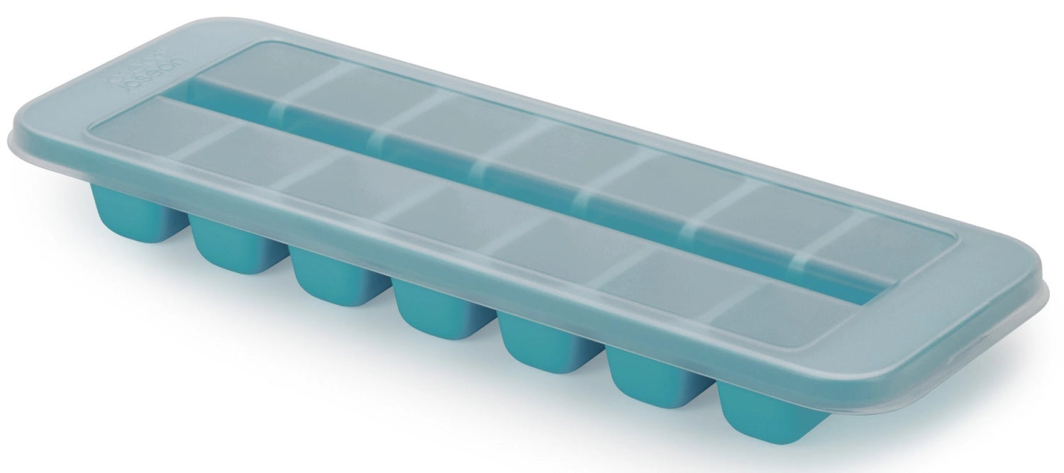 Entdecken Sie den Flow Easy-fill Eiswürfelbehälter von Joseph Joseph – für perfekte, mühelos hergestellte Eiswürfel. Innovatives Design, platzsparend und stapelbar!