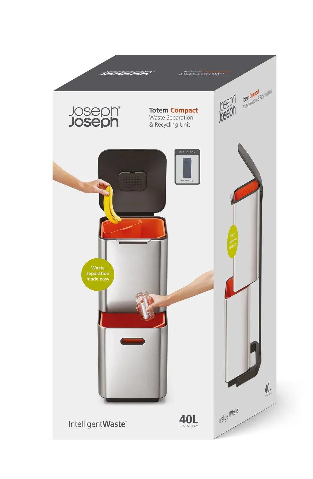 Totem Compact 40L: Effiziente Mülltrennung in modernem Graphit-Design.