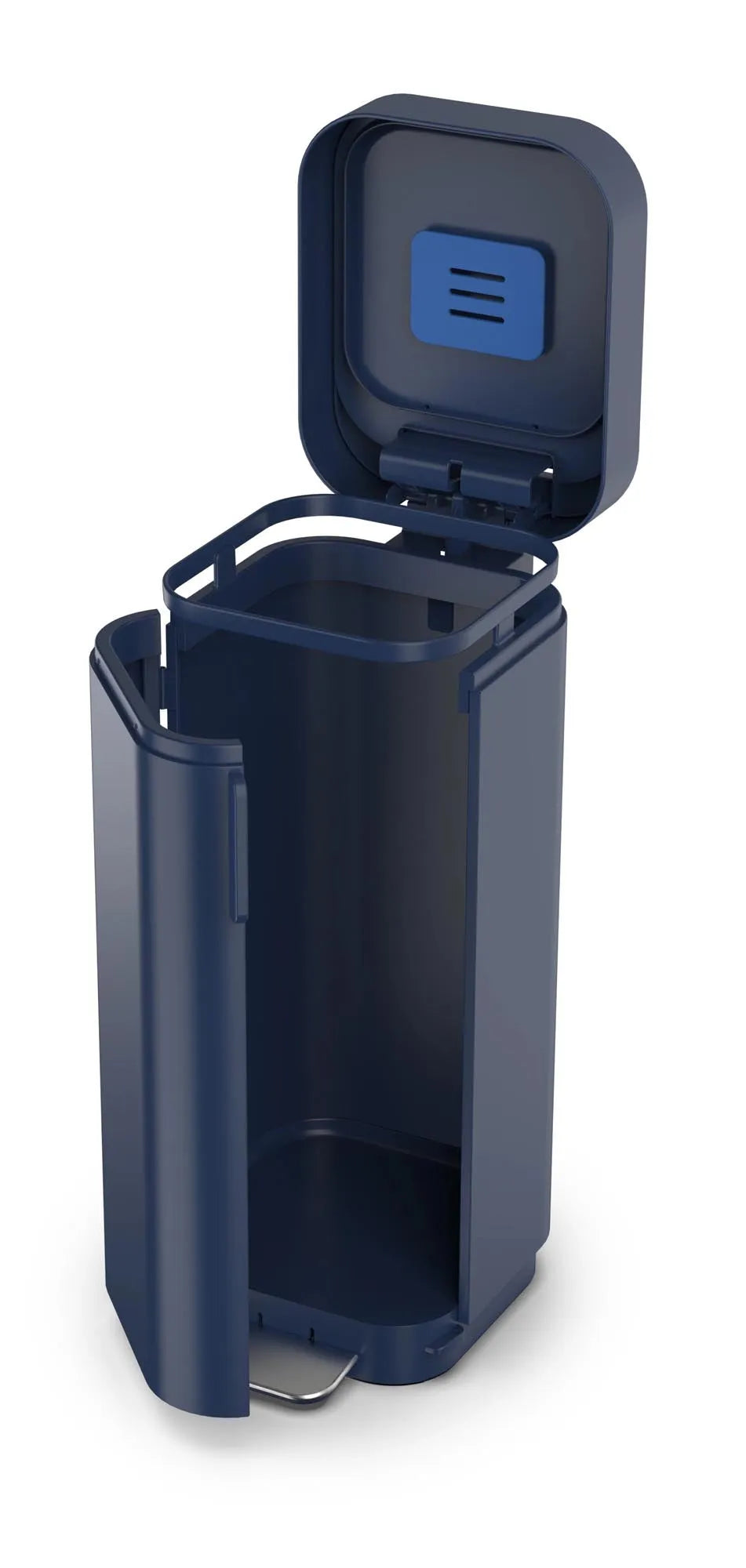Stilvoller 40L Abfallbehälter mit Pedal in Midnight Blue von Joseph Joseph.