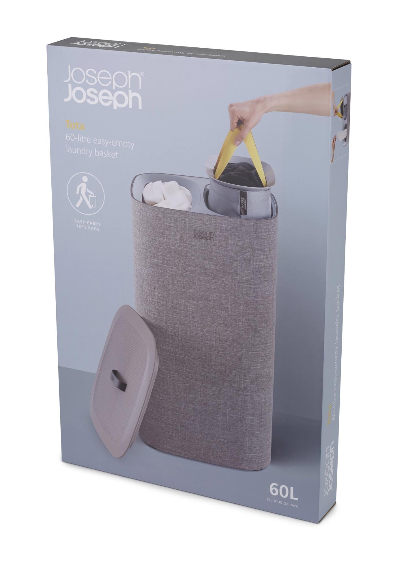 Stilvoller 60L Wäschetrennkorb in Grau von Joseph Joseph für Ordnung.