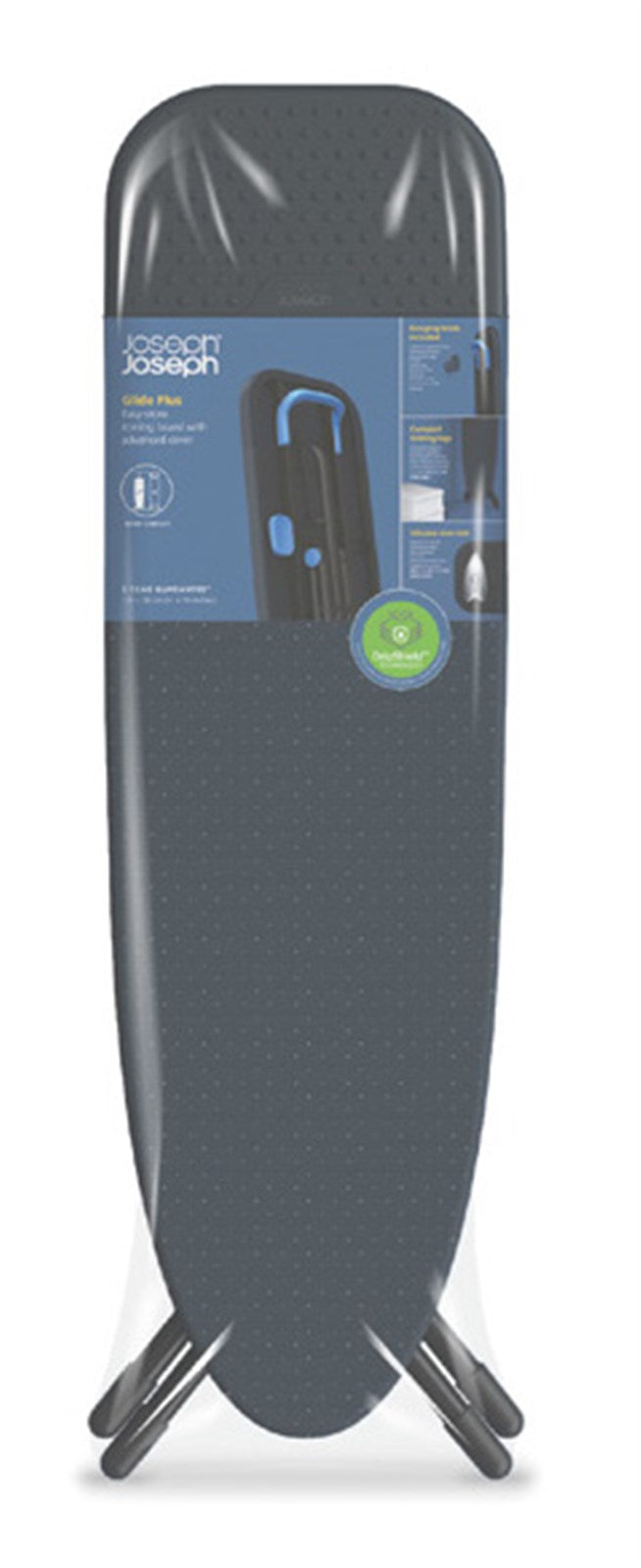 Entdecken Sie das Glide Plus Easy-Store Bügelbrett von Joseph Joseph: platzsparend, robust und mit innovativer Höhenverstellung für müheloses Bügeln.