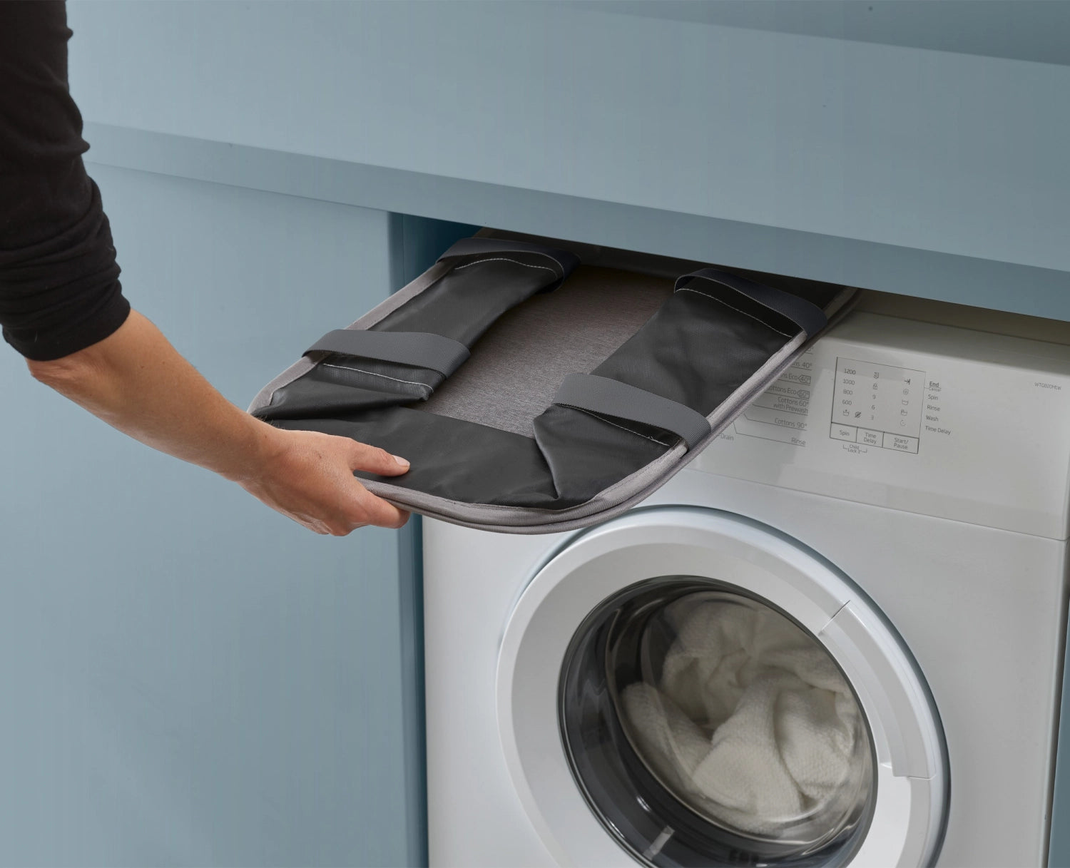 Panier en tissu de maintien gris pliable