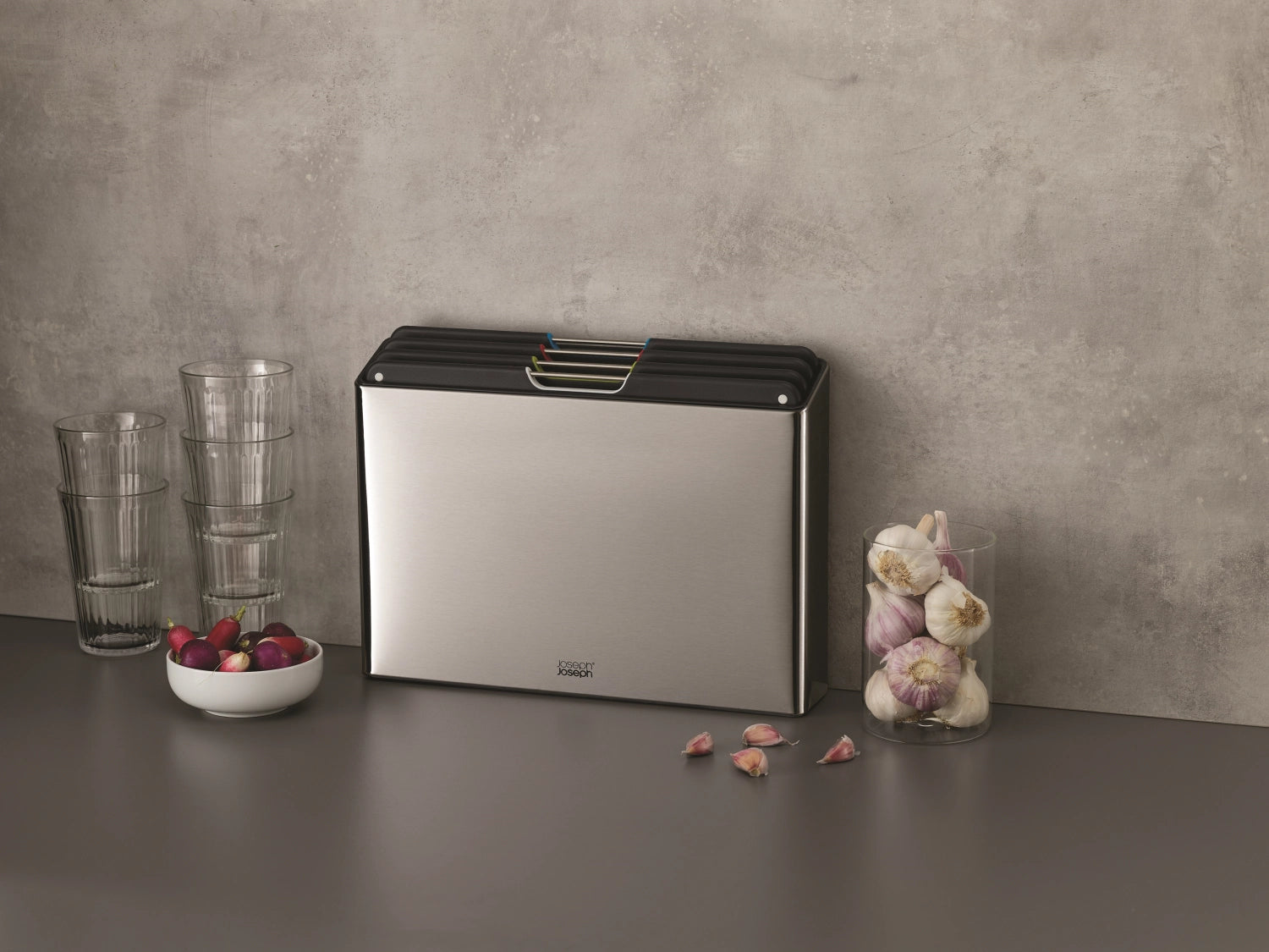 Folio Steel 4-part cutting board set-stainless steel