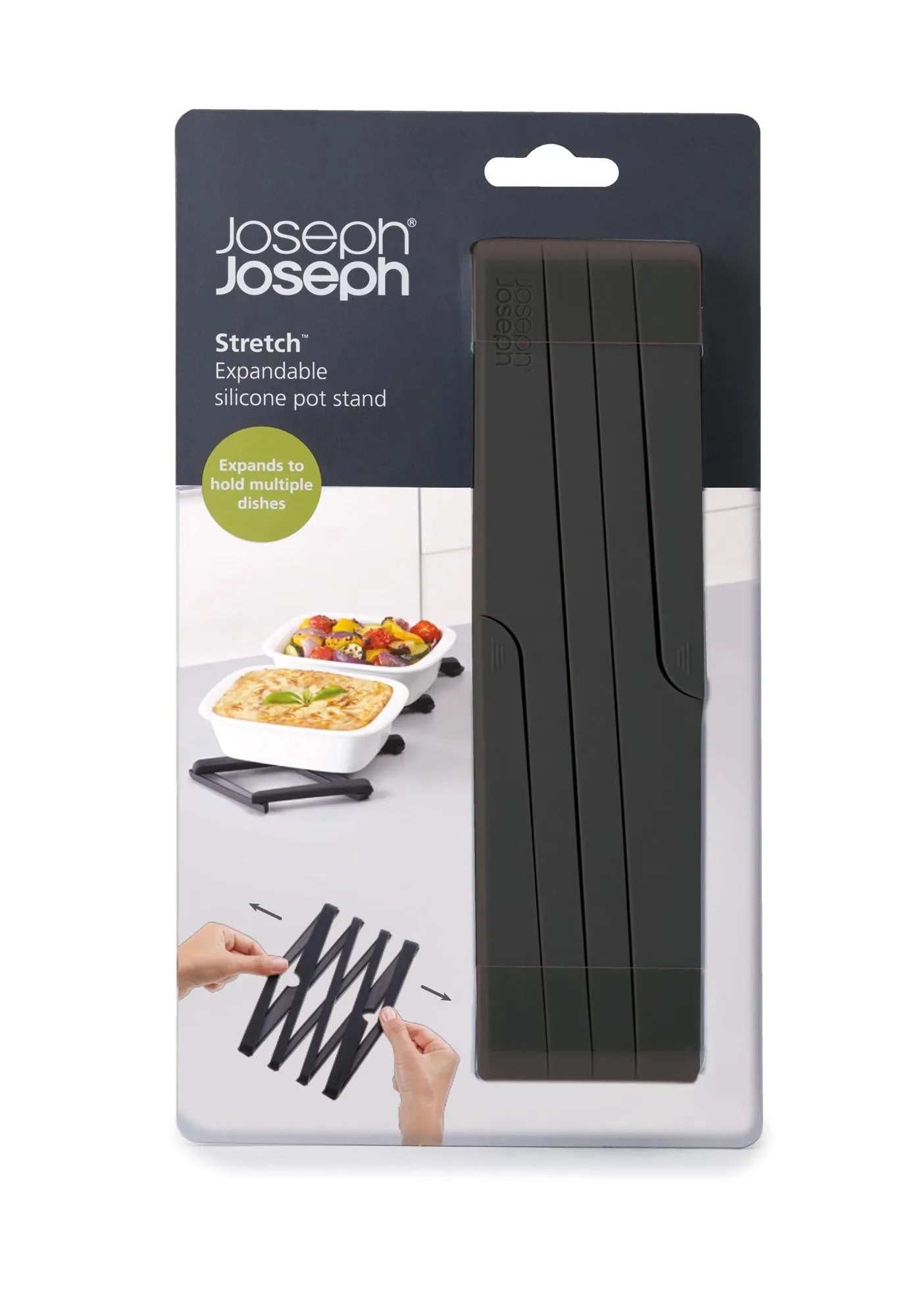 Vielseitiger schwarzer Topfuntersetzer von Joseph Joseph, 19.5x5cm.